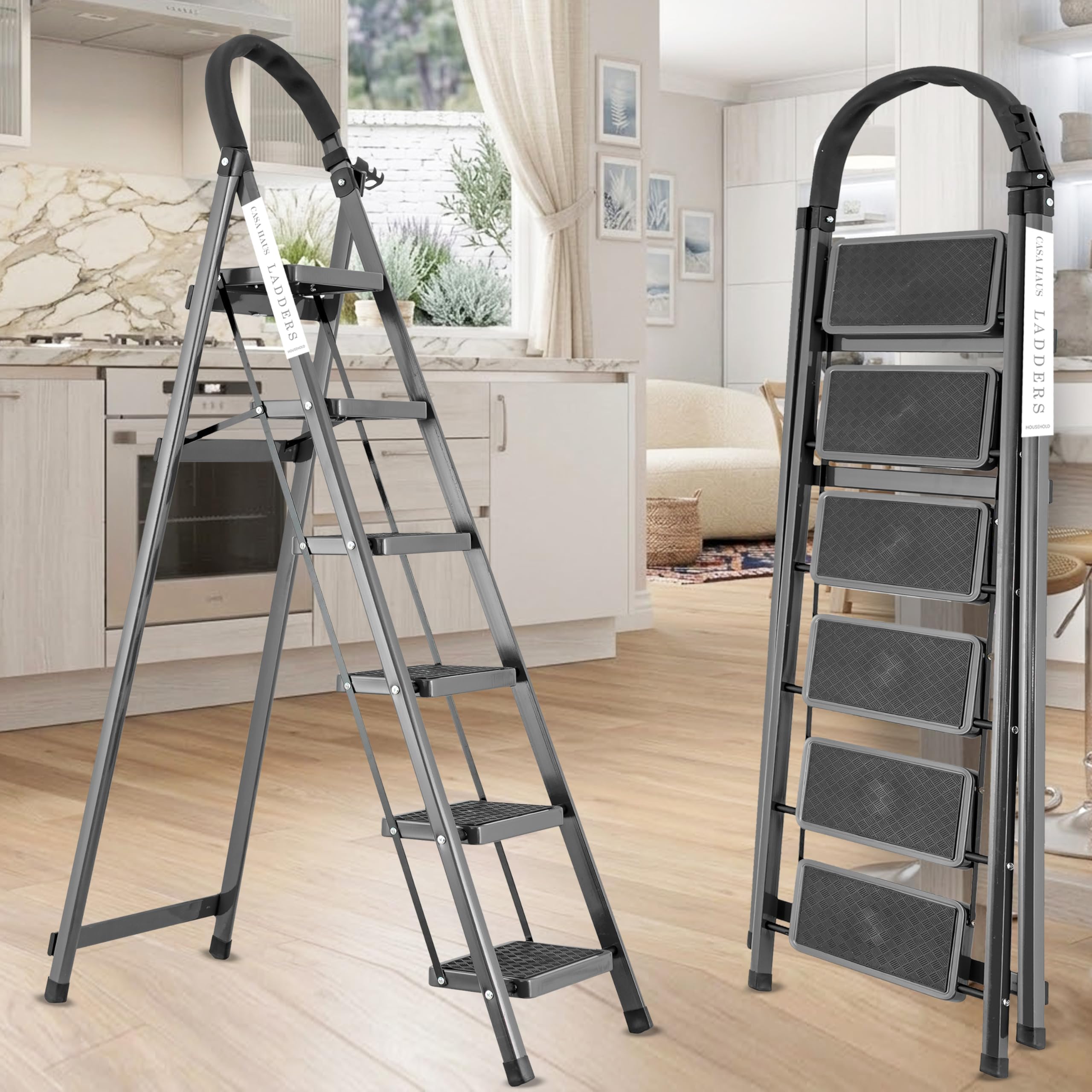 Casa Haus 6 Step Ladder - Heavy Duty & Foldable -16