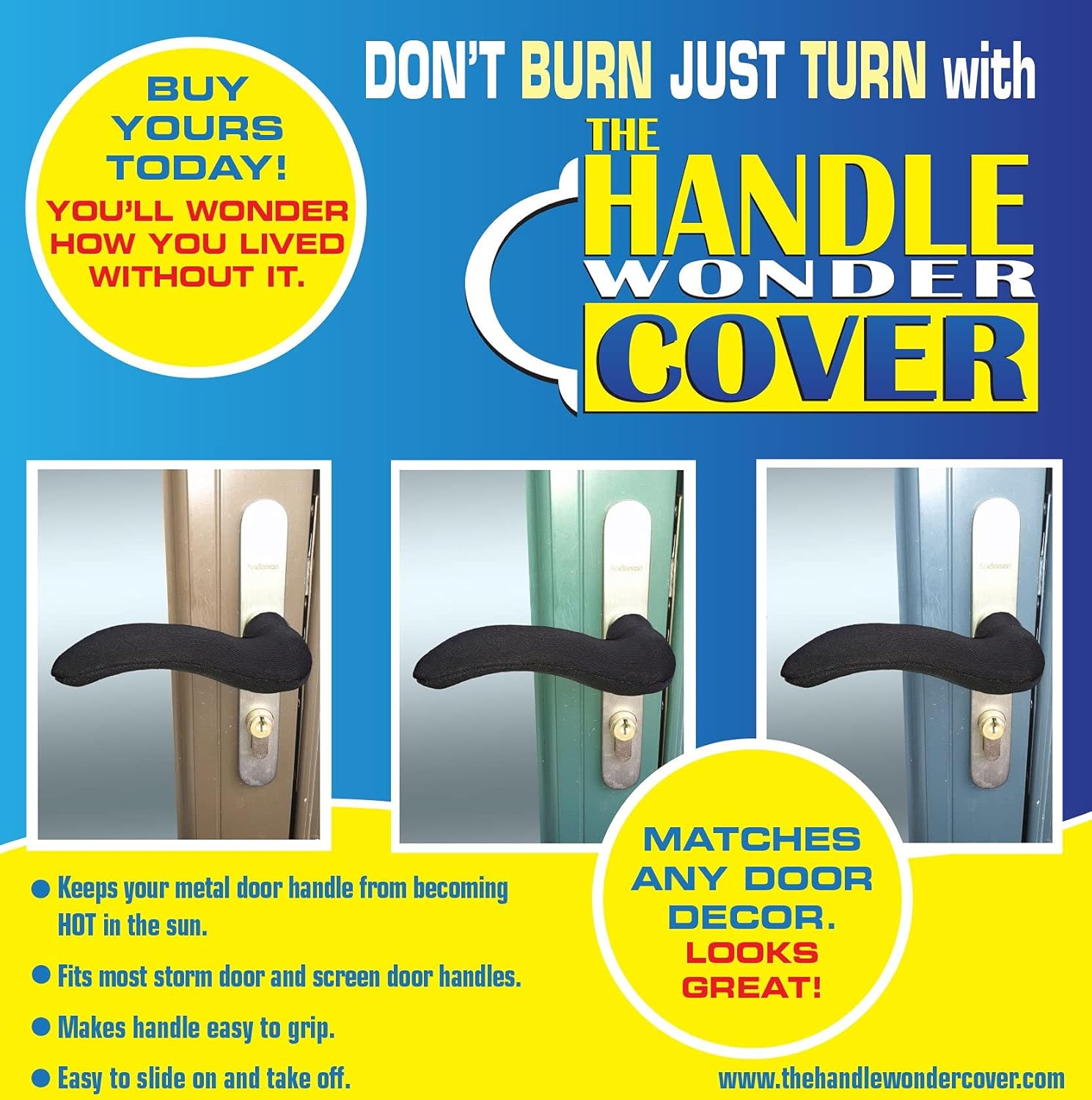 Door Handle Covers, Anti-Scald Door Handle Cover, Door Knob Protector for Hot and Cold Doors; Protect Hands from Burns (2PACK)