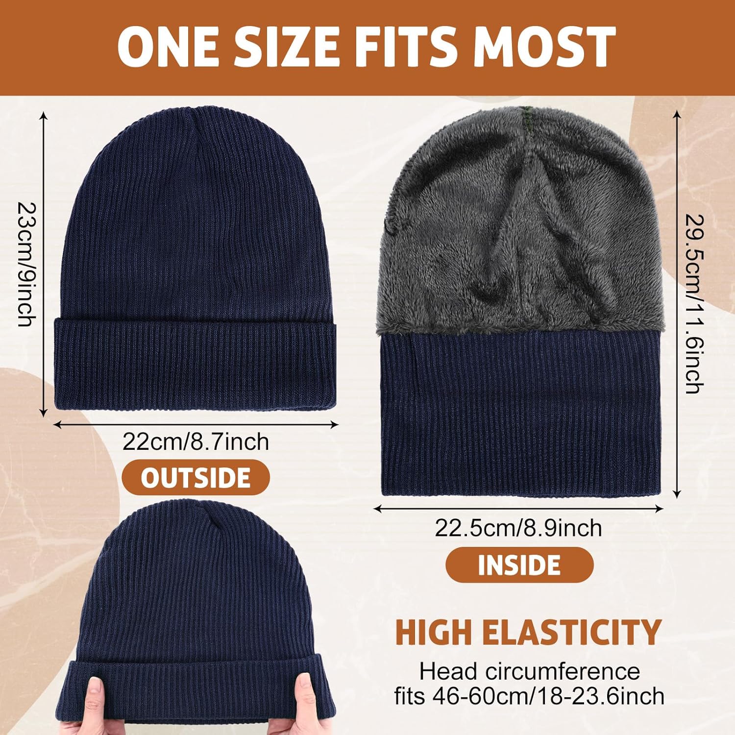 Geyoga 6 Pack Mens Beanie Hats Bulk Winter Warm Thermal Fleece Lined Beanie Waterproof Knit Hat Skull Cap for Cold Weather - Image 5