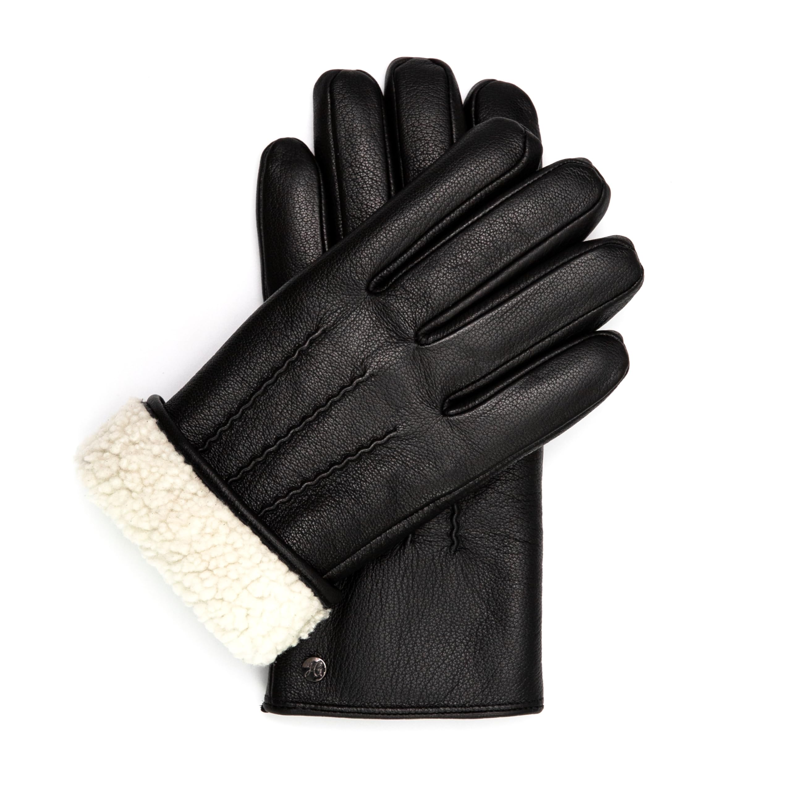 CHUCK – Guanti da uomo in pelle di capra con imbottitura in pelliccia d'agnello, adatti per touchscreen, eleganti cuciture