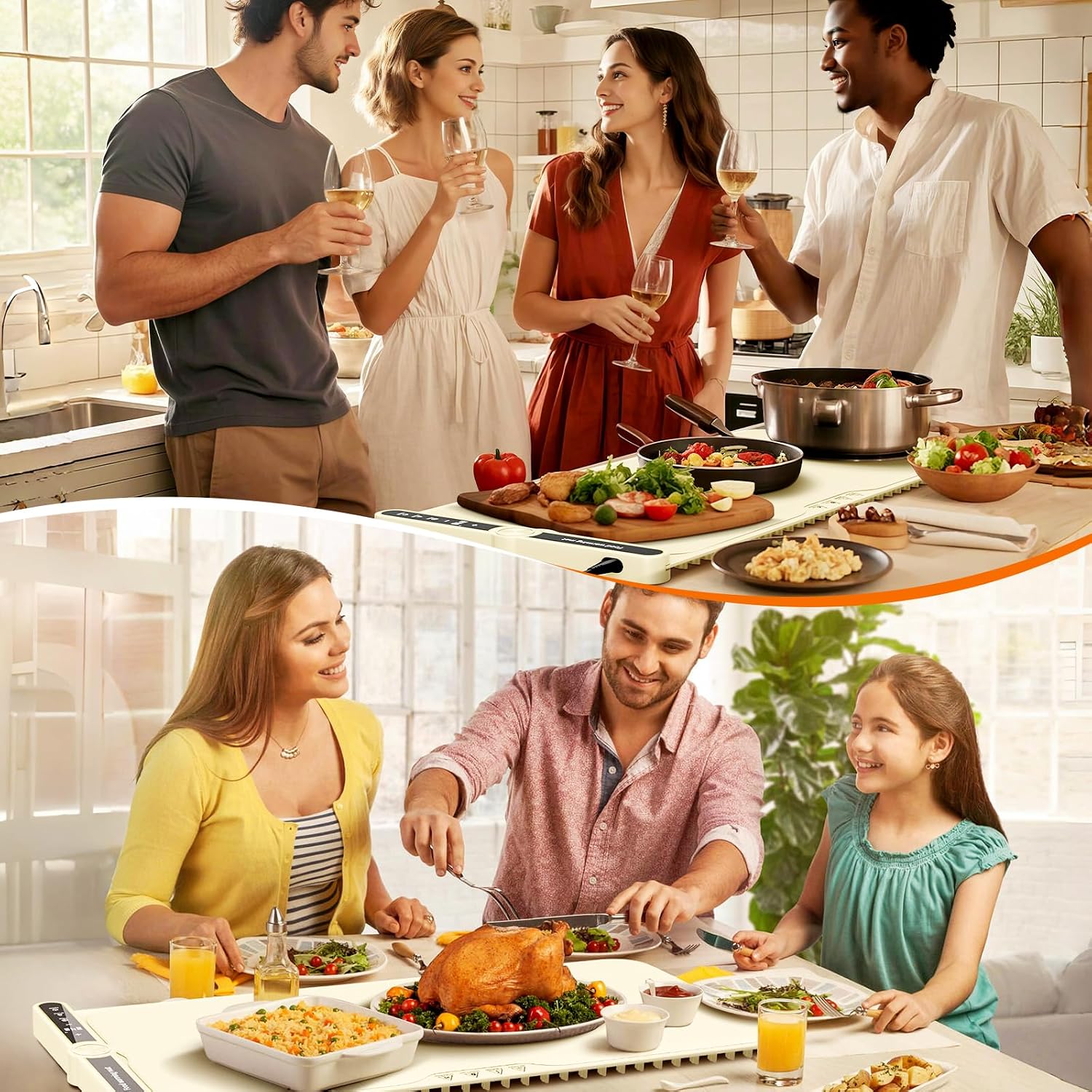 Warming Mat for Food extra large, Silicone Heating Mat For Food, 15"x31.6" Foldable Food Warming Mats for Countertops, Parties, and Daily Use with Timer and 9 Temperature Levels, view 14