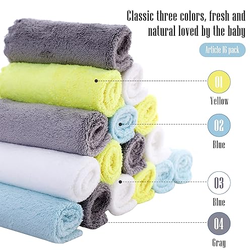 Miniatura 3 de Cute Castle Toallas ultrasuaves para bebé, paquete de 16 unidades, 9 x 9 pulgadas, suaves con la piel sensible para la cara y el cuerpo, felpa, ropa