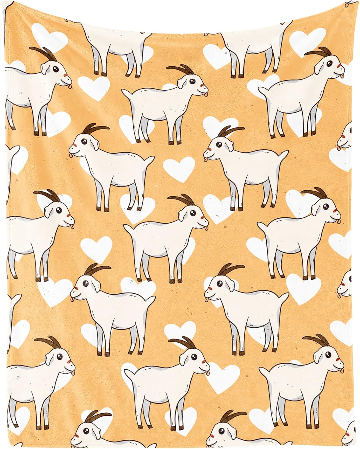 Goat Blanket - Soft, Fuzzy & Warm - 60"x80" Twin Size Blanket for Bed, Couch & Living Room - Yellow Aesthetic Throw Gifts for Girls & Boys