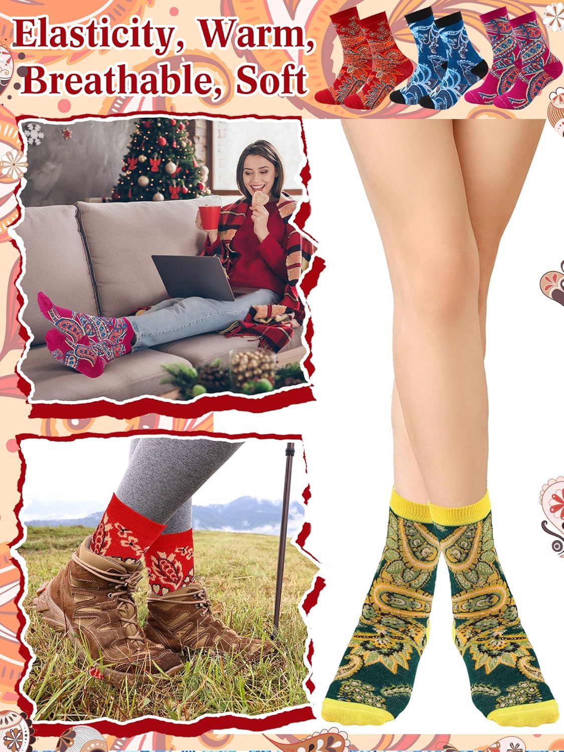 Ramede 48 Pairs Easter Socks Buk Novelty Cozy Easter Egg Bunny Rabbit Crew Sock Gifts for Women Men - Image 2