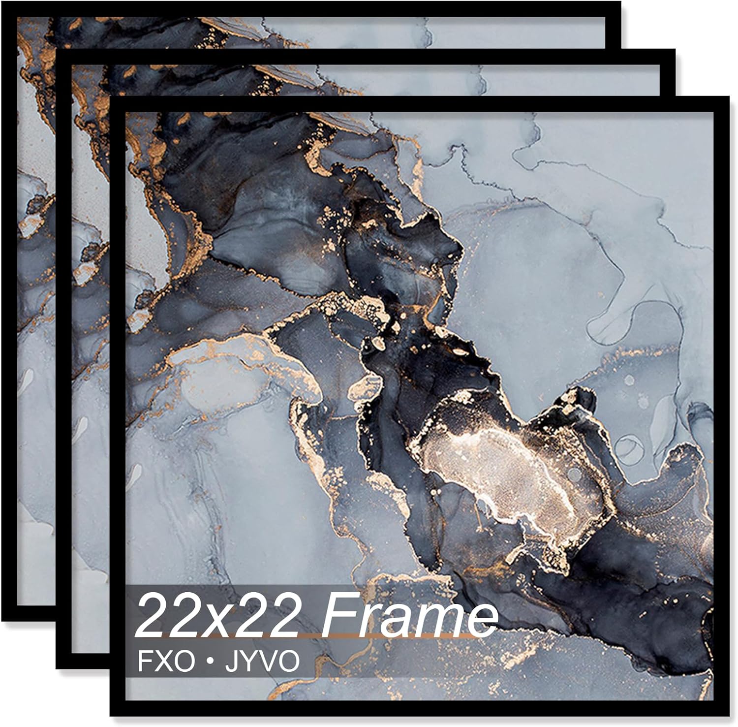 22x22 frame set of 3, black picture frame for 22 x 22 square picture poster photo, light weight and high transparent 22 by 22 frame for wall - 3 pack/black/22 x22 3 22x22