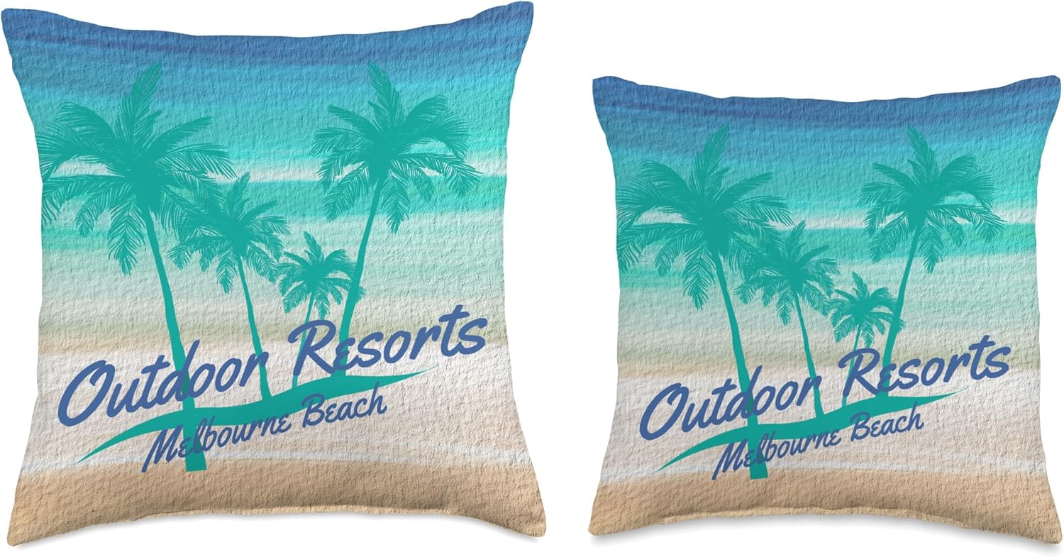 Outdoor Resorts Melbourne Beach Florida Tropical Palm Trees Throw Pillow