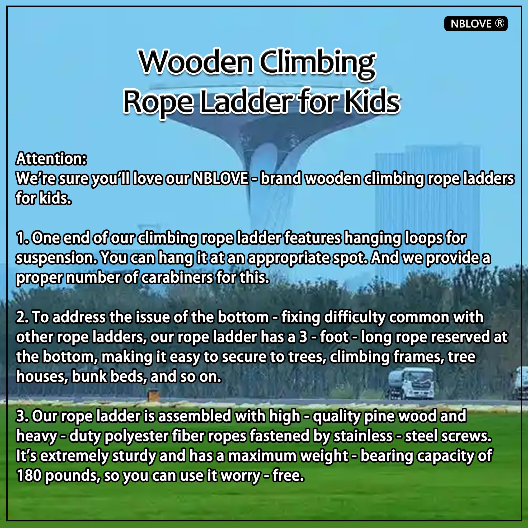 Innovative Rainbow Kids' Wooden Rope Ladder - 3/4/5-Group Connectivity, 14-Inch Wide, Ideal Ninja Warrior Accessory for Tree, Swing & Play (Set1: 3-Interlinked Natural Wood Ladders)