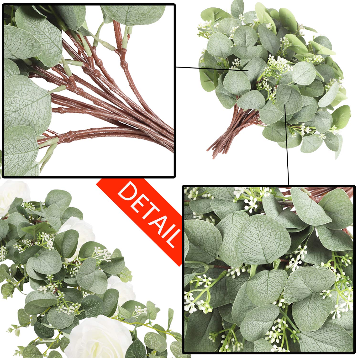Buy Falflor 24Pcs Artificial Eucalyptus Seeded Stems Greenery