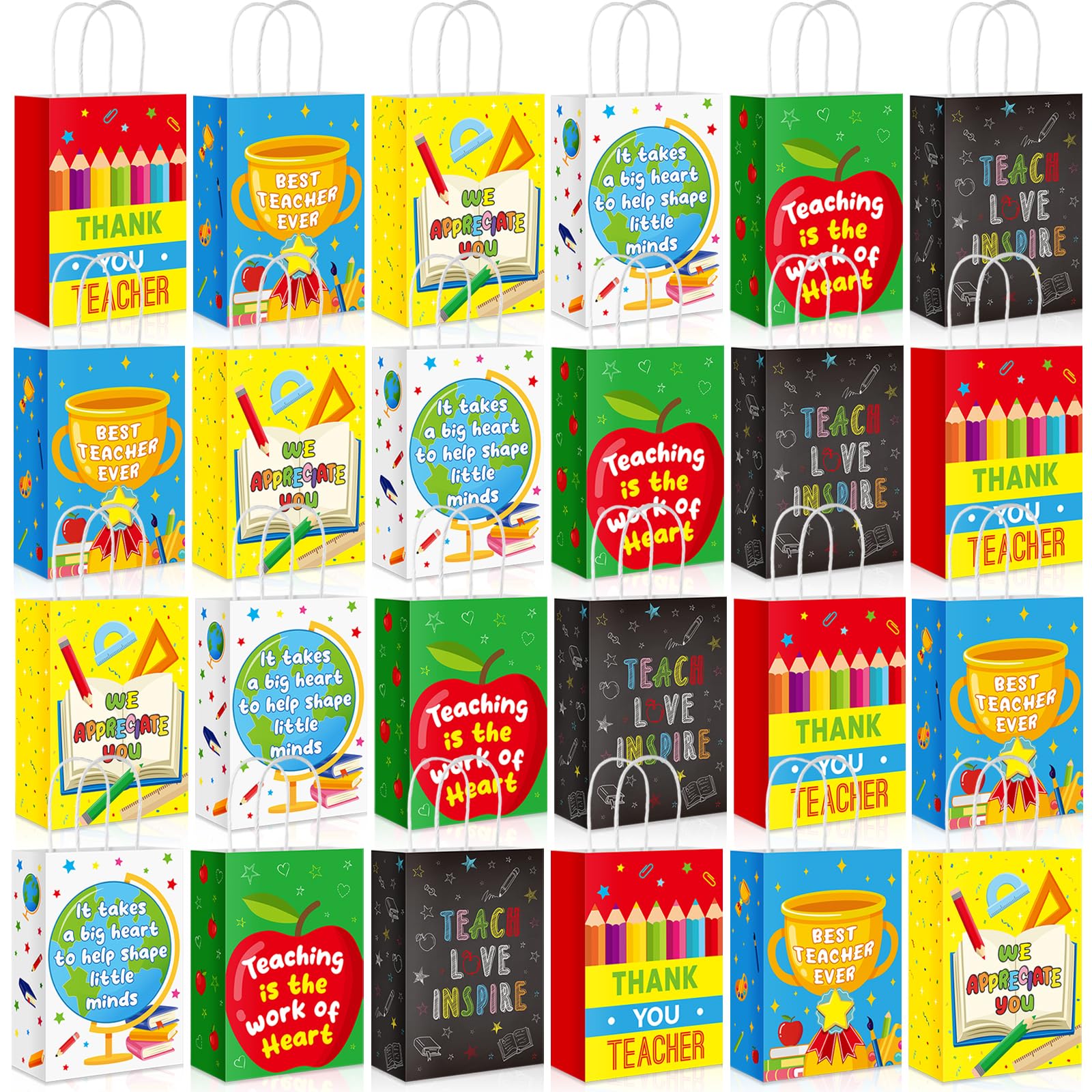 Photo 1 of ***MISSING PARTS***Yeaqee 36 Pcs Teacher Appreciation Gift Bags Bulk with Handles, 8.3 x 6 x 3.1 Inch Thank You Treats Paper Bags for Back to School End of The Year Graduation Teachers' Day Gift Classroom Party Favors