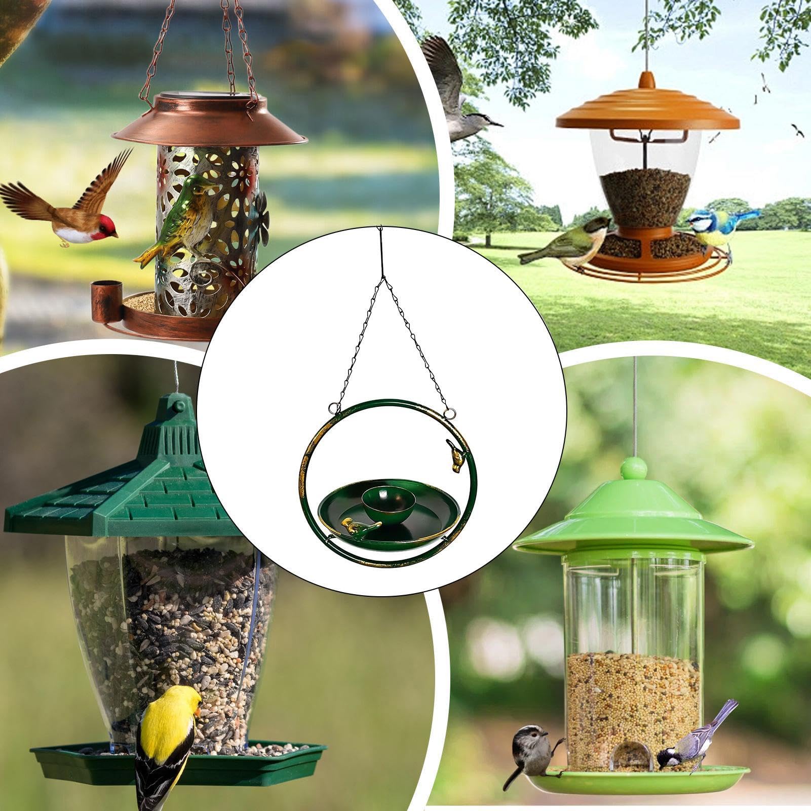 Baño para Aves de Exterior Gran Bebedero Decorativo | Fuente para Aves de Jardín con Cadenas para patio, terraza, balcón, ventana, árbol, jilgueros, colibríes,