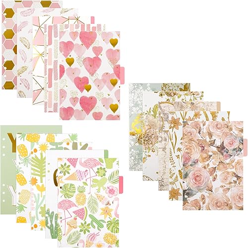 Framendino, Paquete de 15 separadores de índice de carpeta, tamaño A5, tarjeta de indexación de papel insertable para cuadernos de 6 anillas,