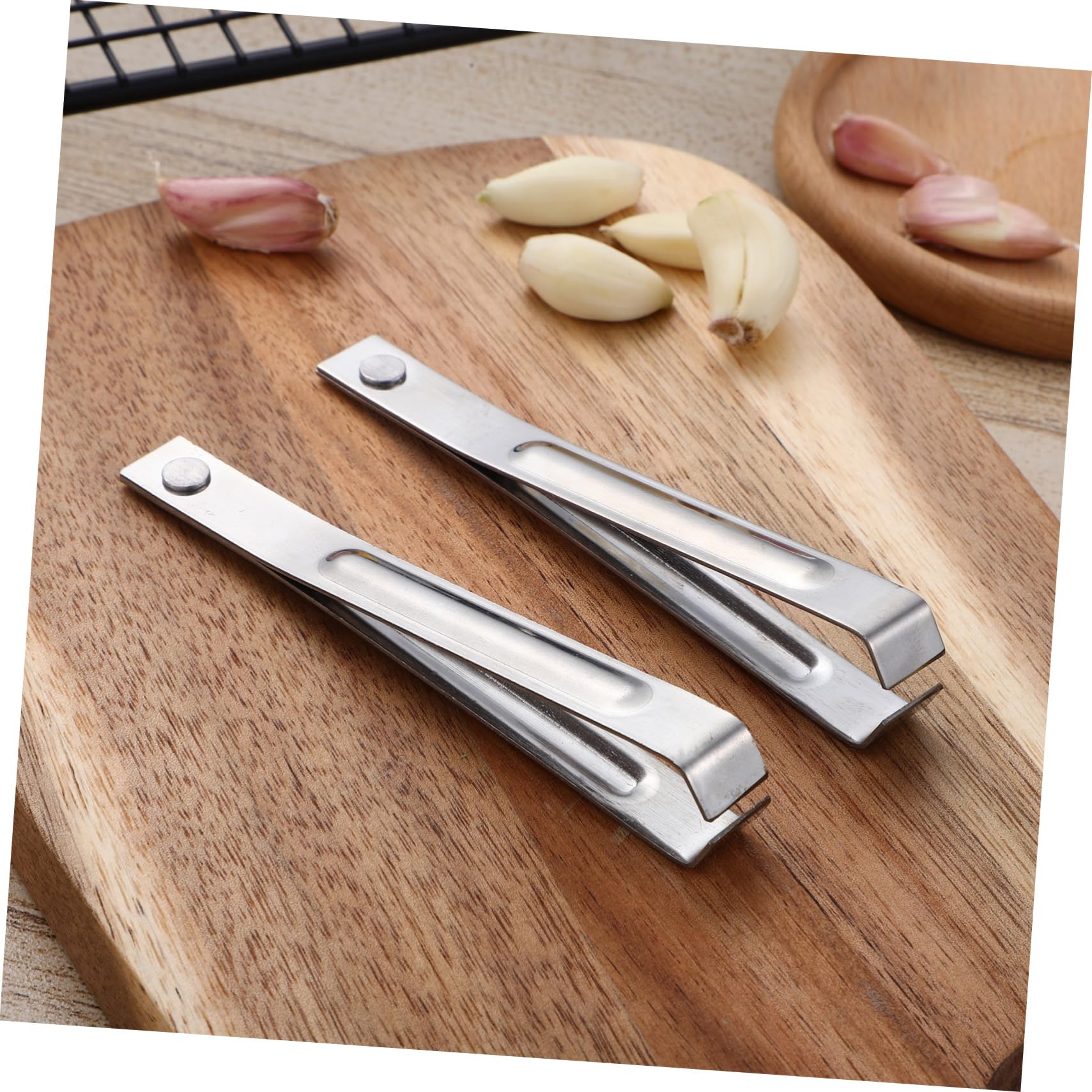 6-Pack Stainless Steel Garlic Peeler Tweezers - Easy Garlic Skin Remover Kitchen Gadget Tool
