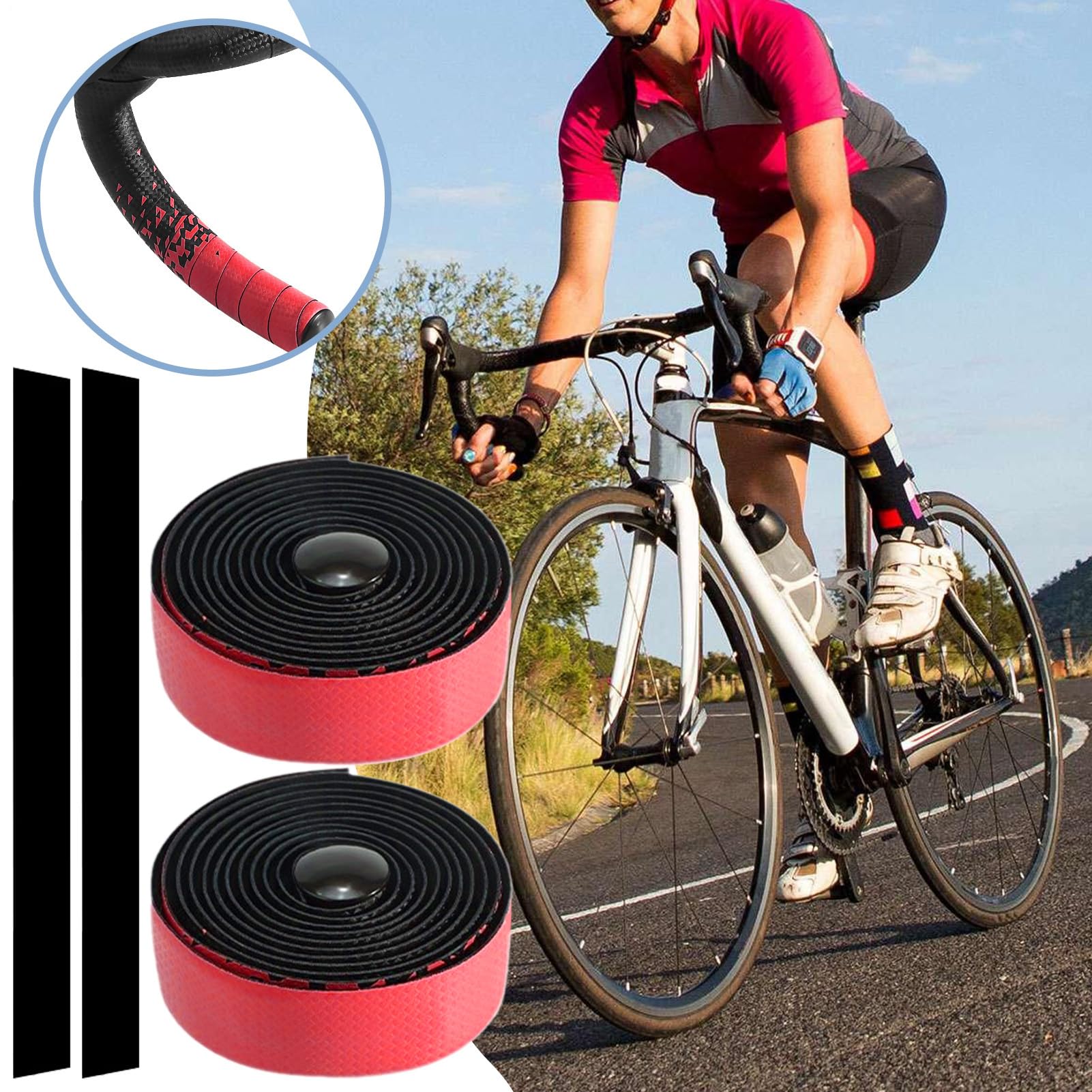 Cinta De Manillar Para Bicicleta - Cinta Adhesiva De Manillar De Bicicleta | Sobre De Mango De Bicicleta Antideslizante | Cinta De Bicicleta De Carretera Acolchado Absorbiendo Choques, Cinta De