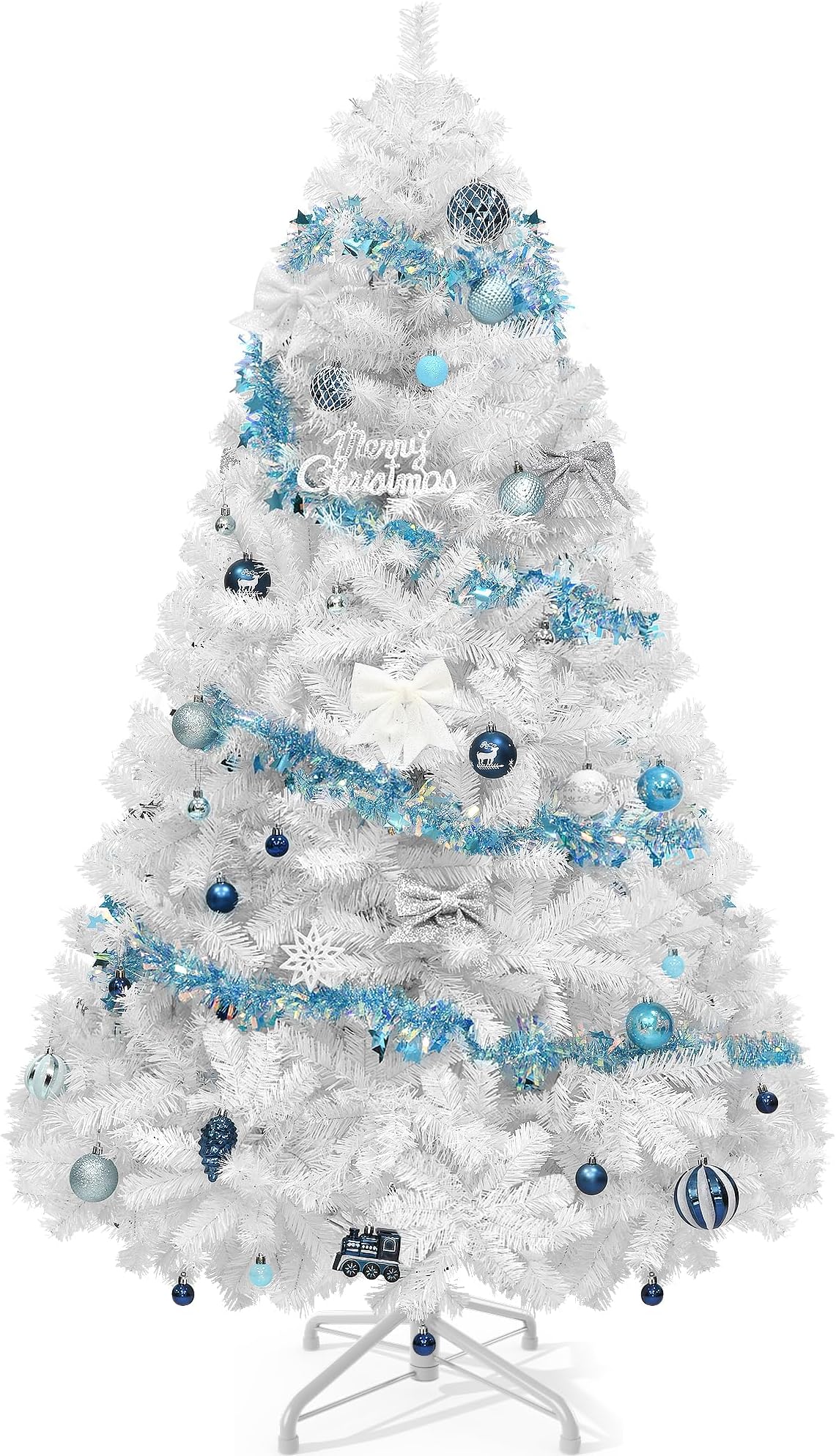 YITAHOME White Spruce Artificial Christmas Tree, 6 FT Artificial Unlit Pine Tree with 818 Branch Tips and Metal Hinges & Foldable Base for Home, Office, Party Decoration