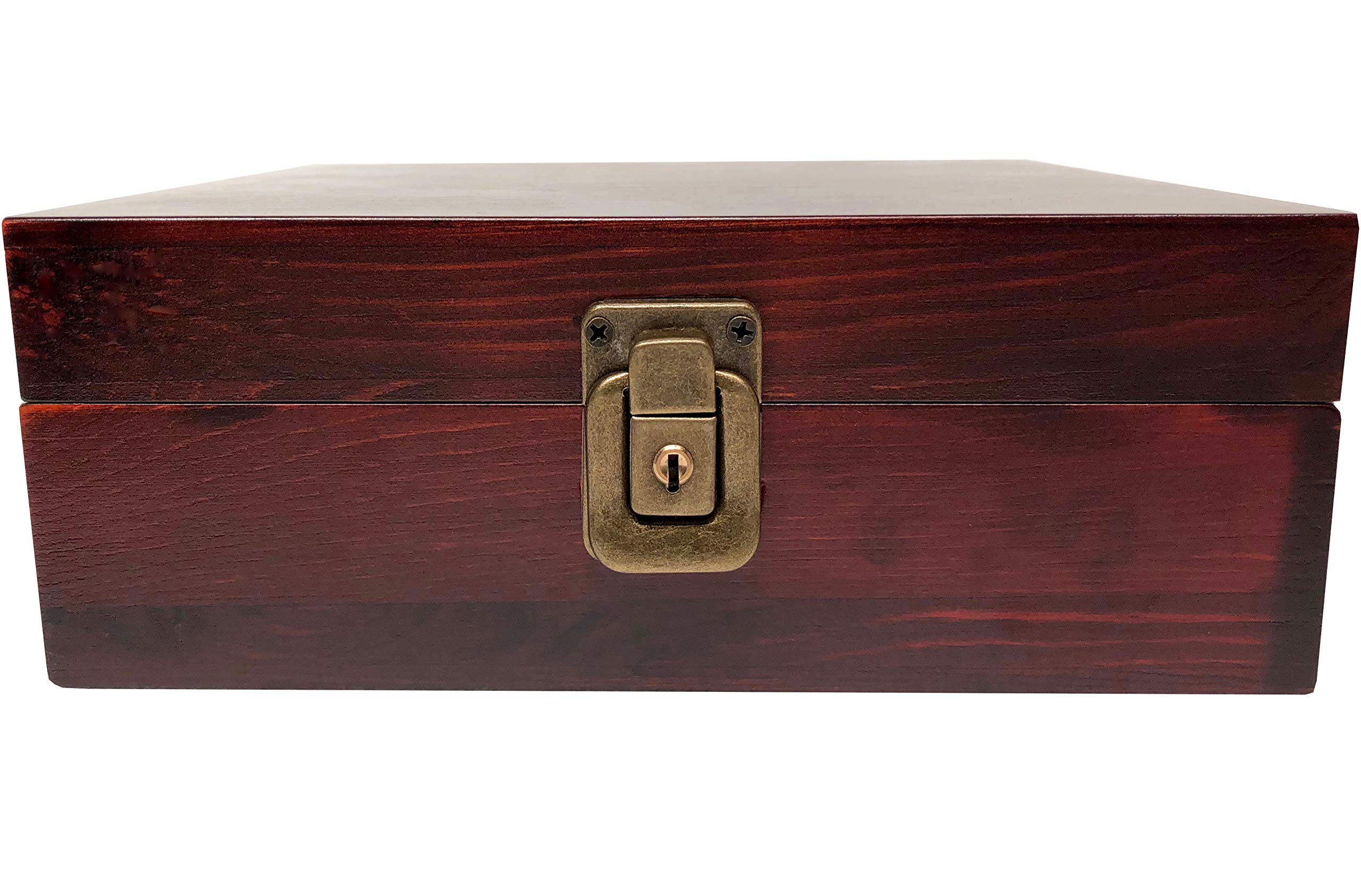 Wooden Storage box with Compartments and Key Lock Locking Keepsake