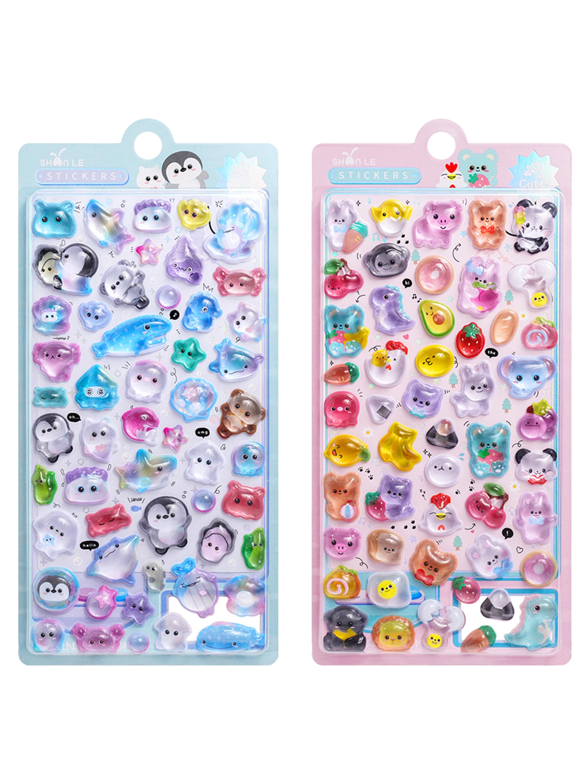 KRGNPLE 実店舗品質 2 枚入り シール ドロップ ぷっくり ドロップしーる しずくちゃん 3D 立体 精巧な柄 手帳用 装飾 DIY クリエイティブ ファッション かわいい ギフト（セット 177）
