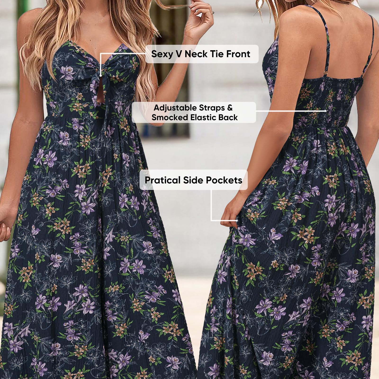 LAISHEN Tuta da donna, elegante, estiva, con pantaloni lunghi, per festa, matrimonio, pantaloni a gamba larga