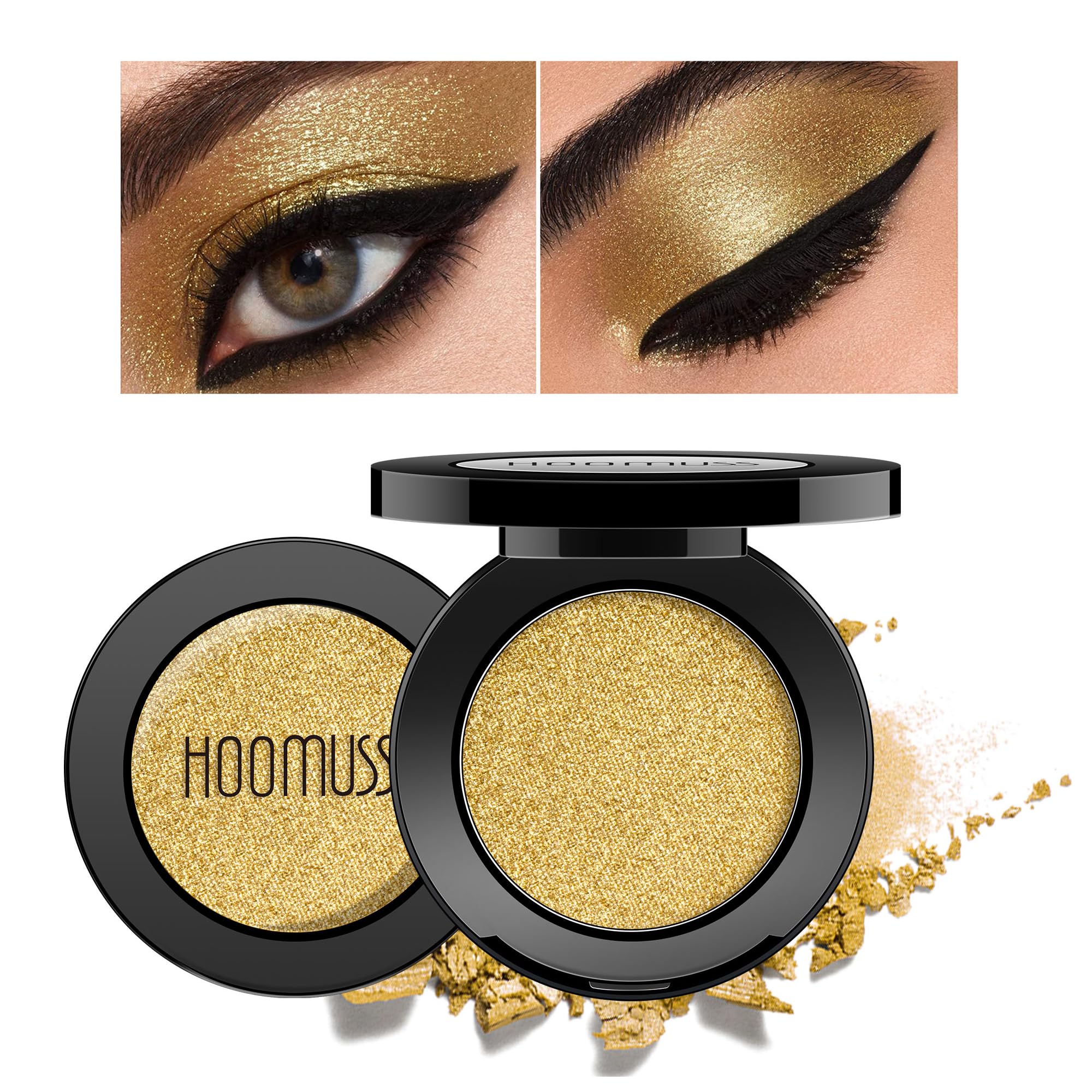 HOOMUSS Gold Eyeshadow Single Handmade Pressed Eyeshadow Palette Long Lasting With No Creasing, Intense Color Pigmented Gold Eye Shadow-1Gold