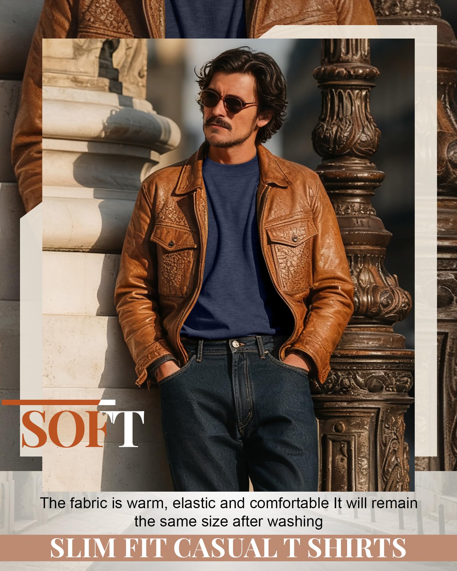 Neer Lot de 4 chemises à col montant pour homme, manches longues, col roulé, coupe ajustée, t-shirts décontractés, légers et basiques