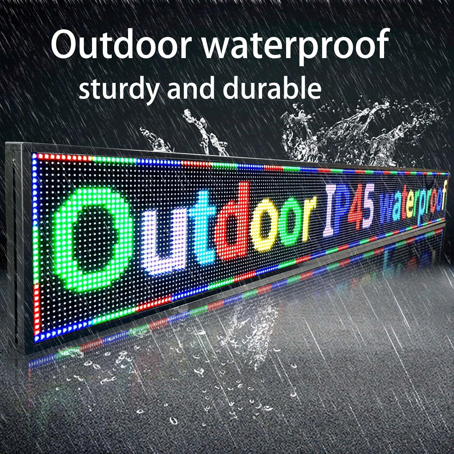 P10 Outdoor Led Sign Programmable Scrolling Digital Display Screen Message Board Bar Custom WiFi Control Store Advertising Open Sign for Businesses Electronic Full Color Word Light (115"x14") - Image 2