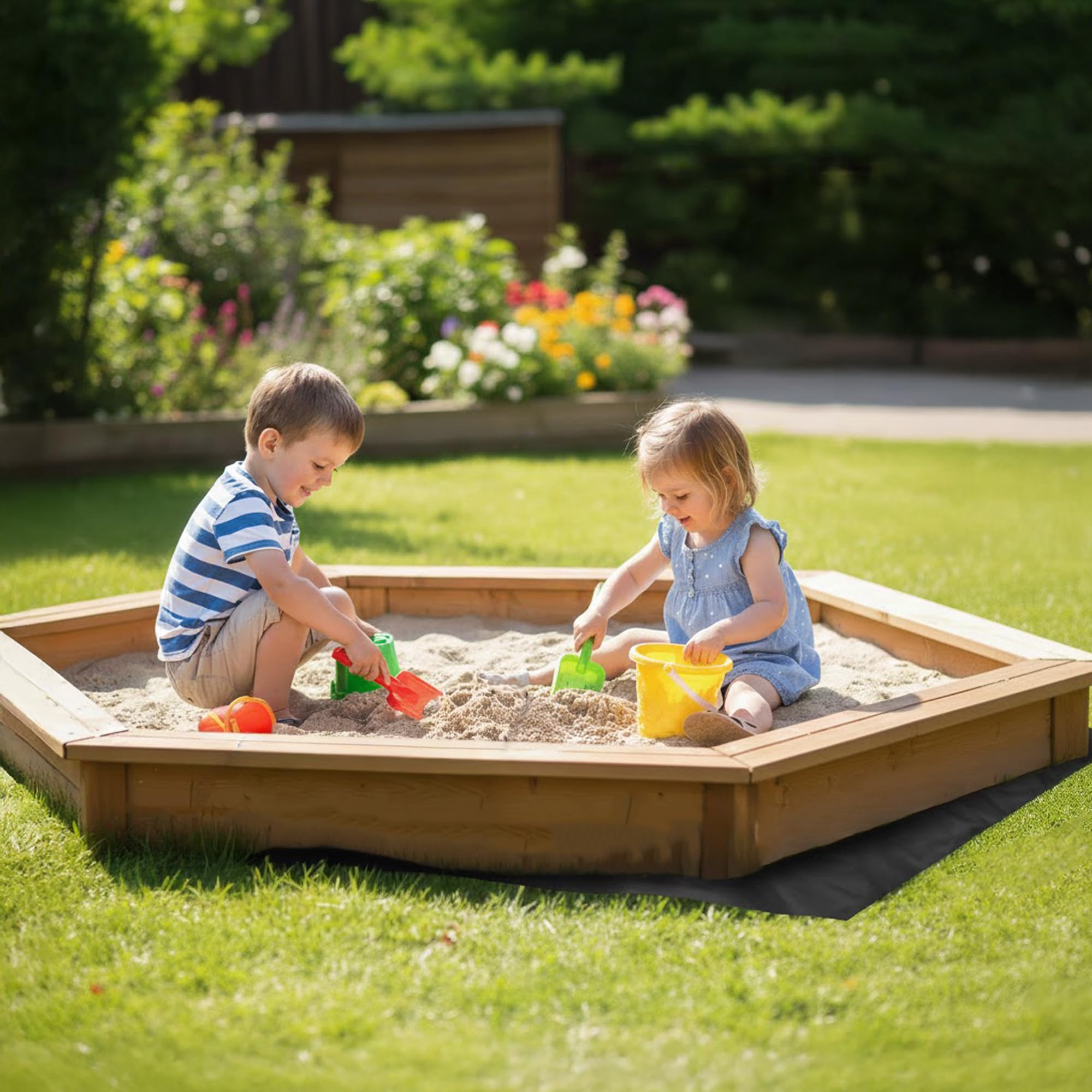 GARDENIX 9m² Unkrautvlies für Sandkasten 3m x 3m, Extra Stark 150g/m² Sandkastenvlies, Sandkastenunterlage Wasserdurchlässig, Sandkastenfolie Gartenvlies für den Kinder Sandkasten