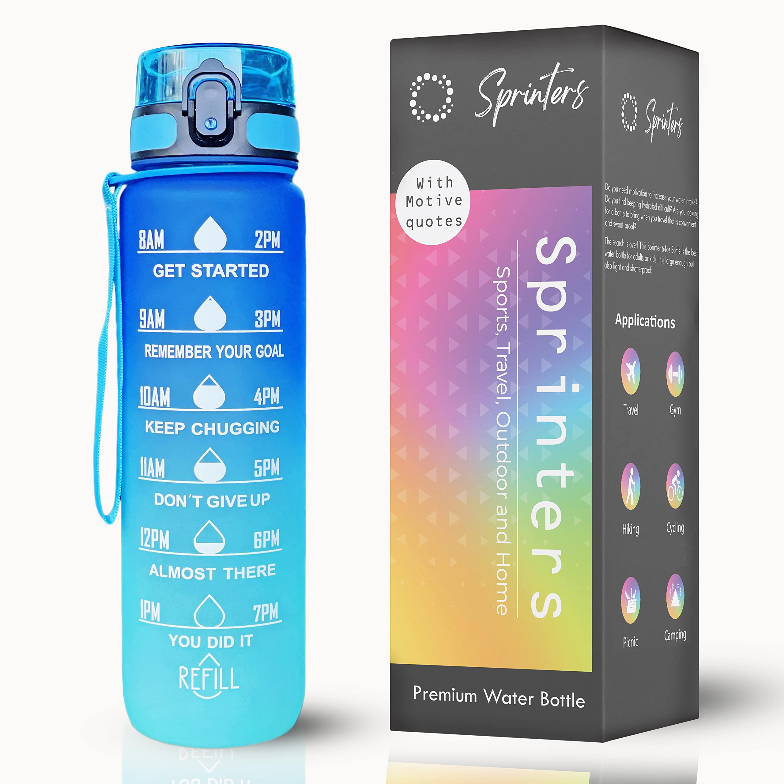 SPRINTERS - Kids Water Bottle with Straw – 400ml Jungle Animal Stainless Steel Thermos for Boys & Girls – Vacuum Insulated, Leak-Proof, BPA-Free – Cute Reusable Bottle for School, Travel (Blue)