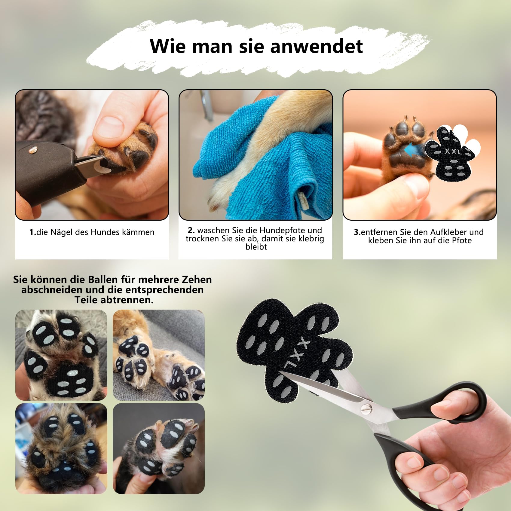 CareCooo Protezione Zampe Cane, Copri Zampe Cane, Proteggi Zampe per Cani Estate - Antiscivolo, autoadesive, Adesivi Zampe Cane Antiscivolo, 20 Pezzi (S-3,3 x 4 cm (0-5 kg),Doppia Linea