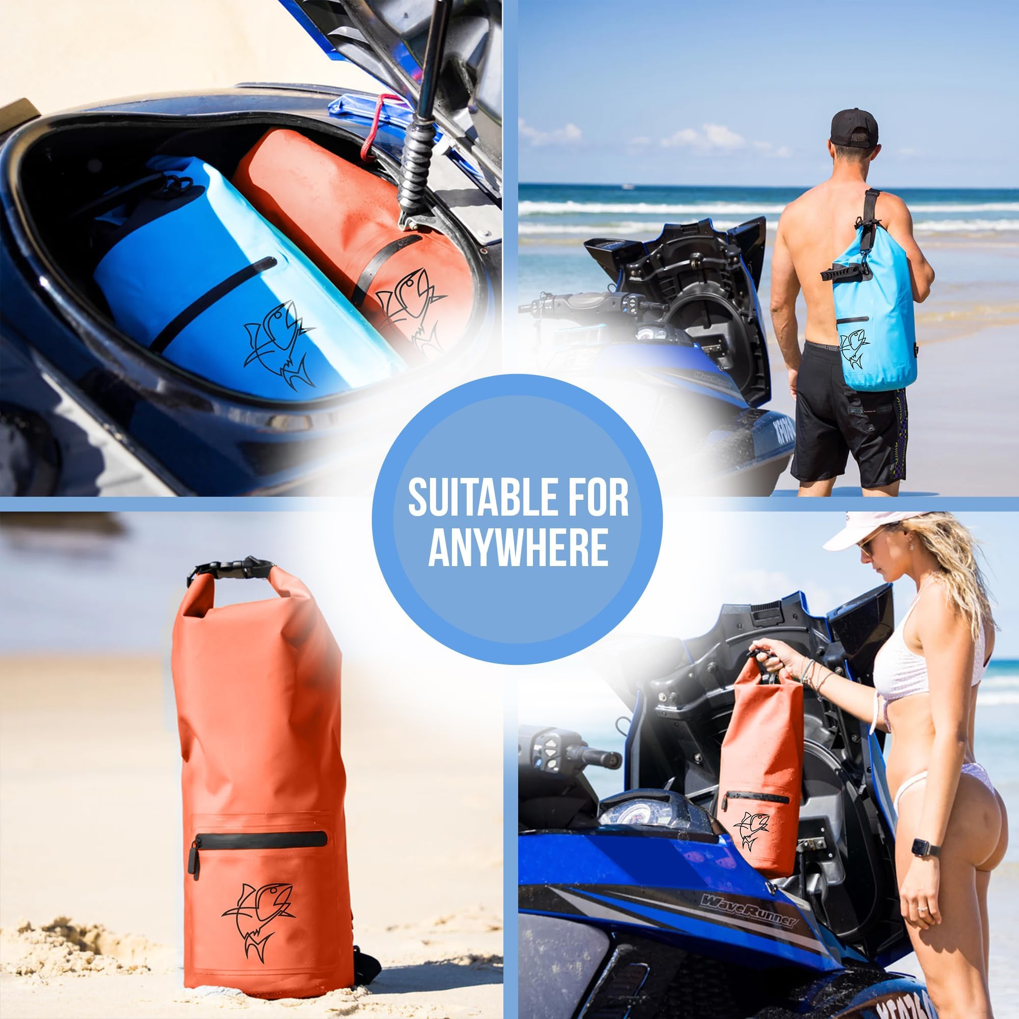 Wasserdichter Rucksack (2 Stück) - 10L/15L Dry Bag Rucksack Wasserdicht, Kleine Trockentaschen für Camping, Bootfahren, Reisen, Angeln