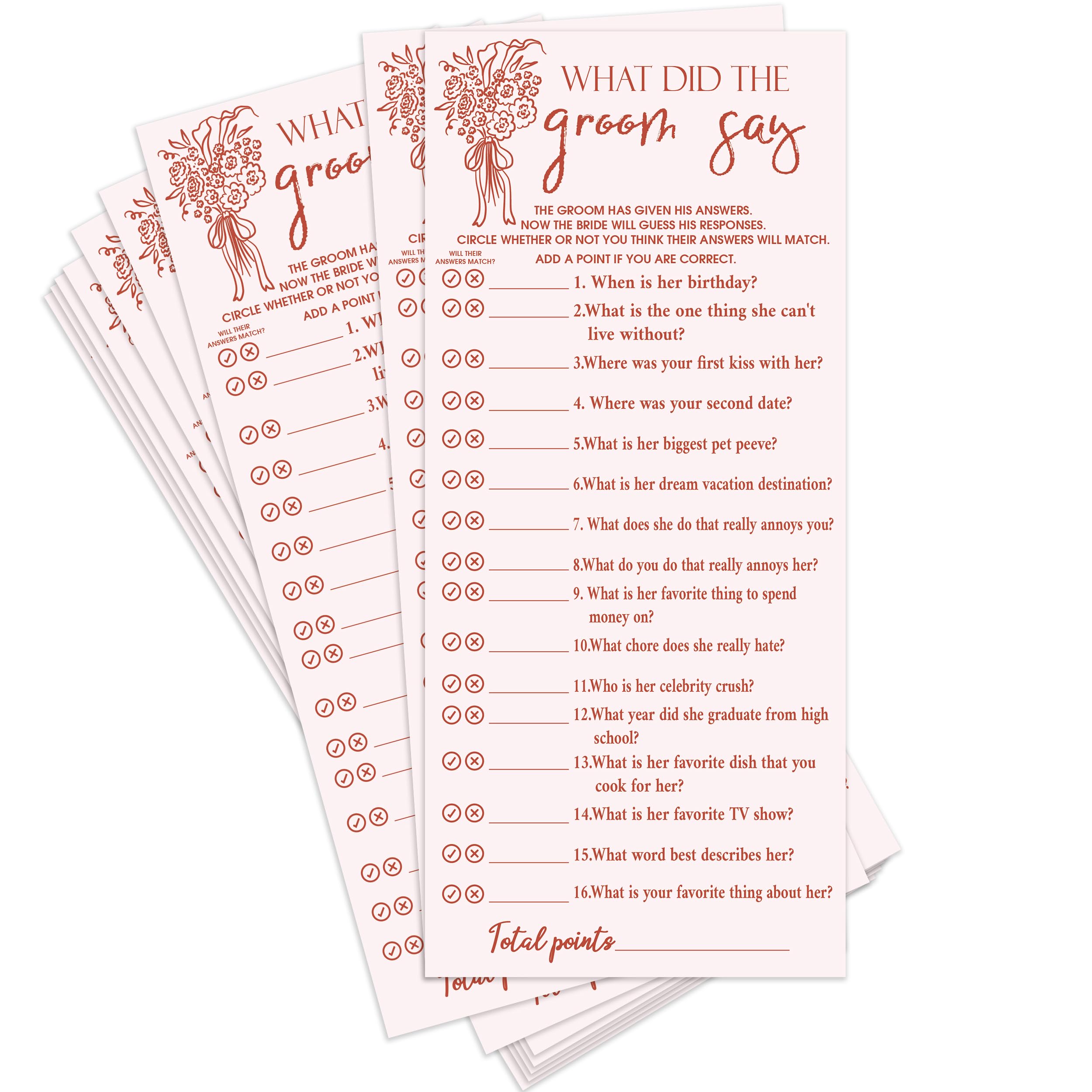 Wedding Shower Games Over or Under Cards 25 Guests Pink Bridal Party Games
