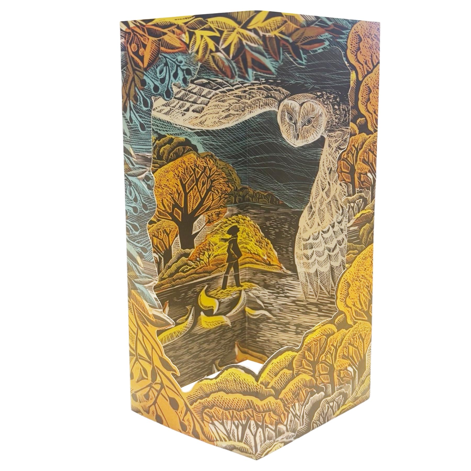 October Owl' by Artist Angela Harding 3D Greeting Card with Envelope - Exquisite Die-cut Design