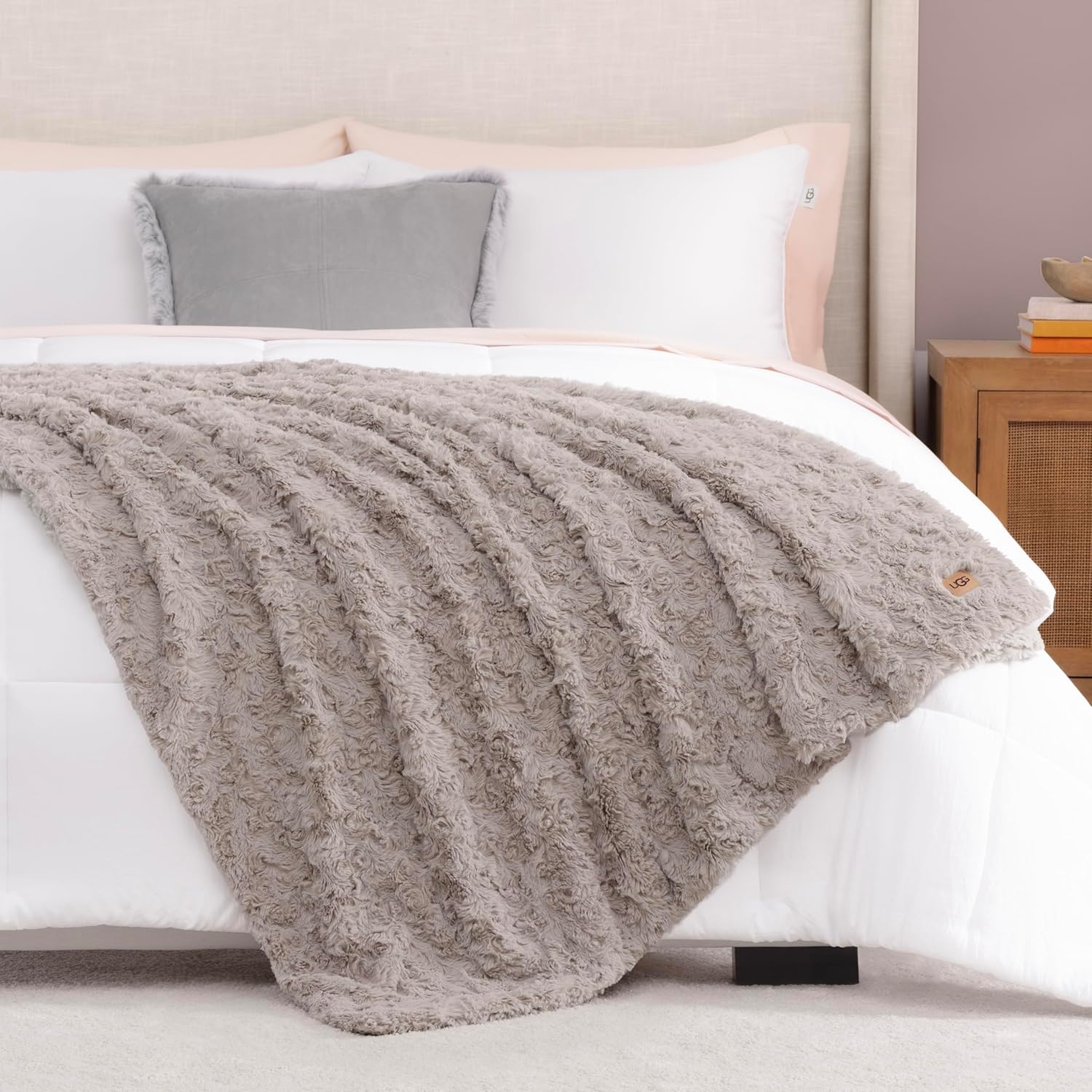 UGG Adalee Faux Fur Throw Blanket Luxury Lightweight Cozy Soft Throw for Couch Bed or Chair Hypoallergenic Machine Washable Double-Sided Fluffy Blanket Home Decor, 50-inch x 70-inch, Oyster Brown - Image 7