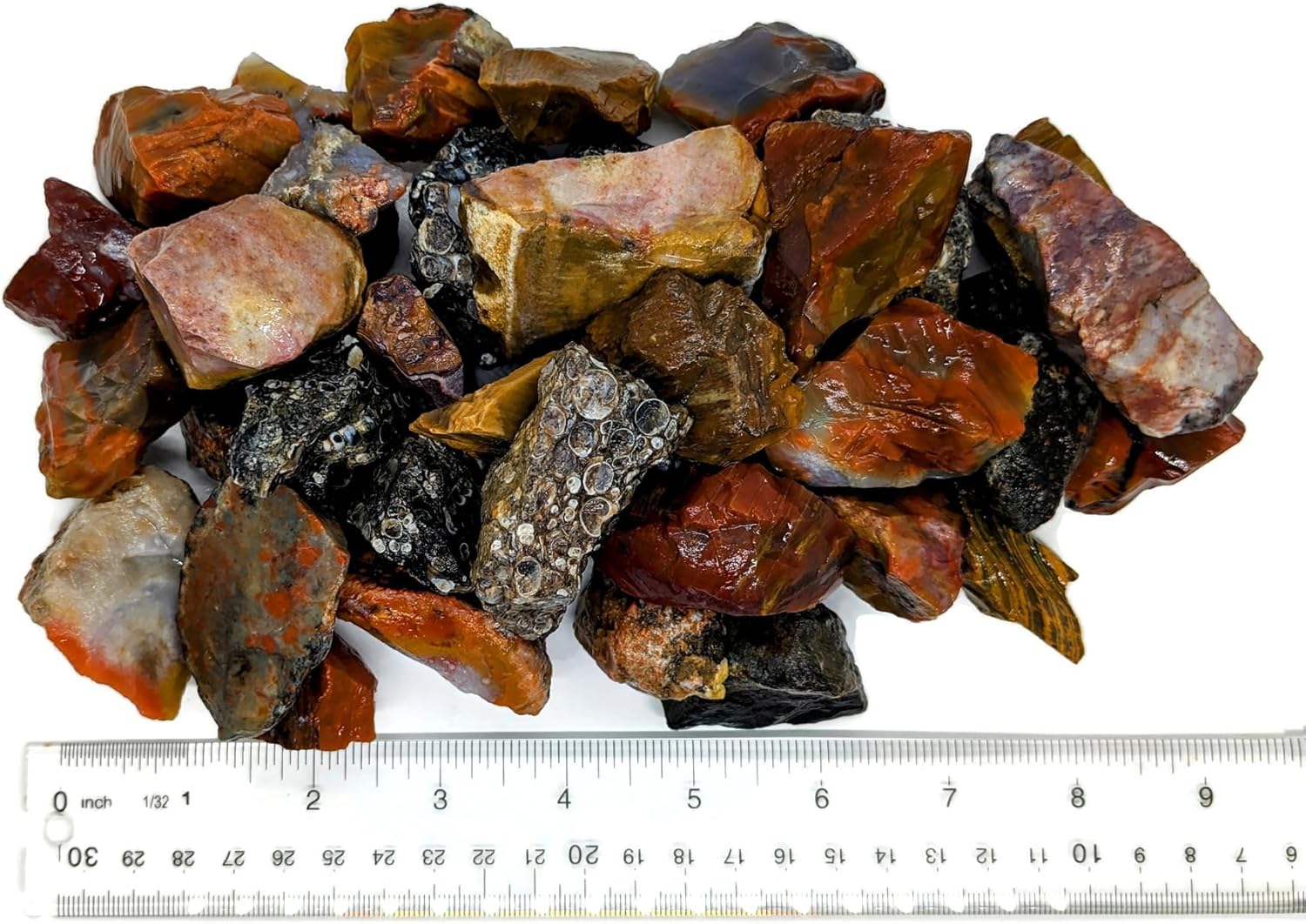 3 lbs Bulk Rough Agate, Jasper, Petrified Wood Stone Mix - 1 to 2 Inch Mixed Sizes. Natural Stones Perfect for Rock Tumbling, Wire Wrapping, Fountain, Decoration, Lapidary or Energy Stones