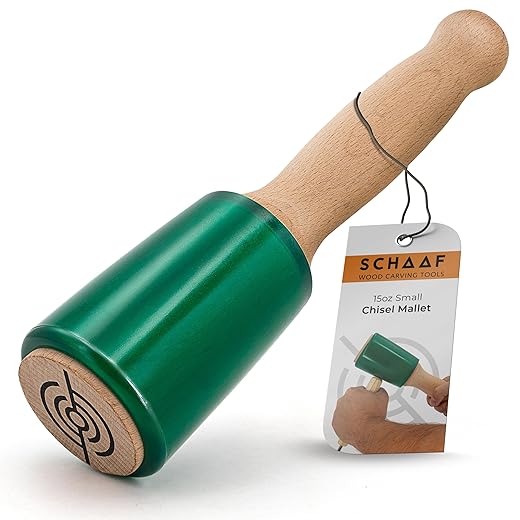 Schaaf Wood Carving Tools 12oz Small Wooden Mallet | Ergonomic Wood Mallet, Comfortable Handle Reduces Hand Fatigue | Urethane Striking Head Absorbs and Distribute to Protect Your Wood Working Tools
