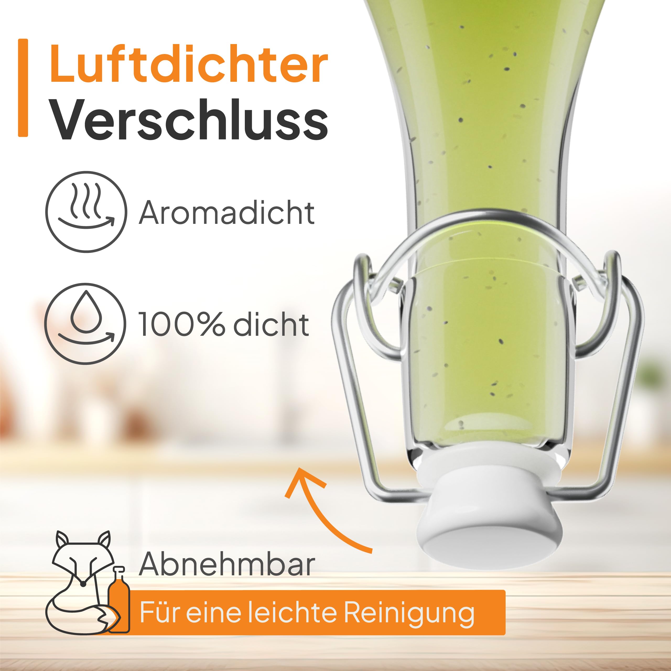 KADAX Glazen flessen, 700 ml, 5 stuks, voor likeur en sappen met