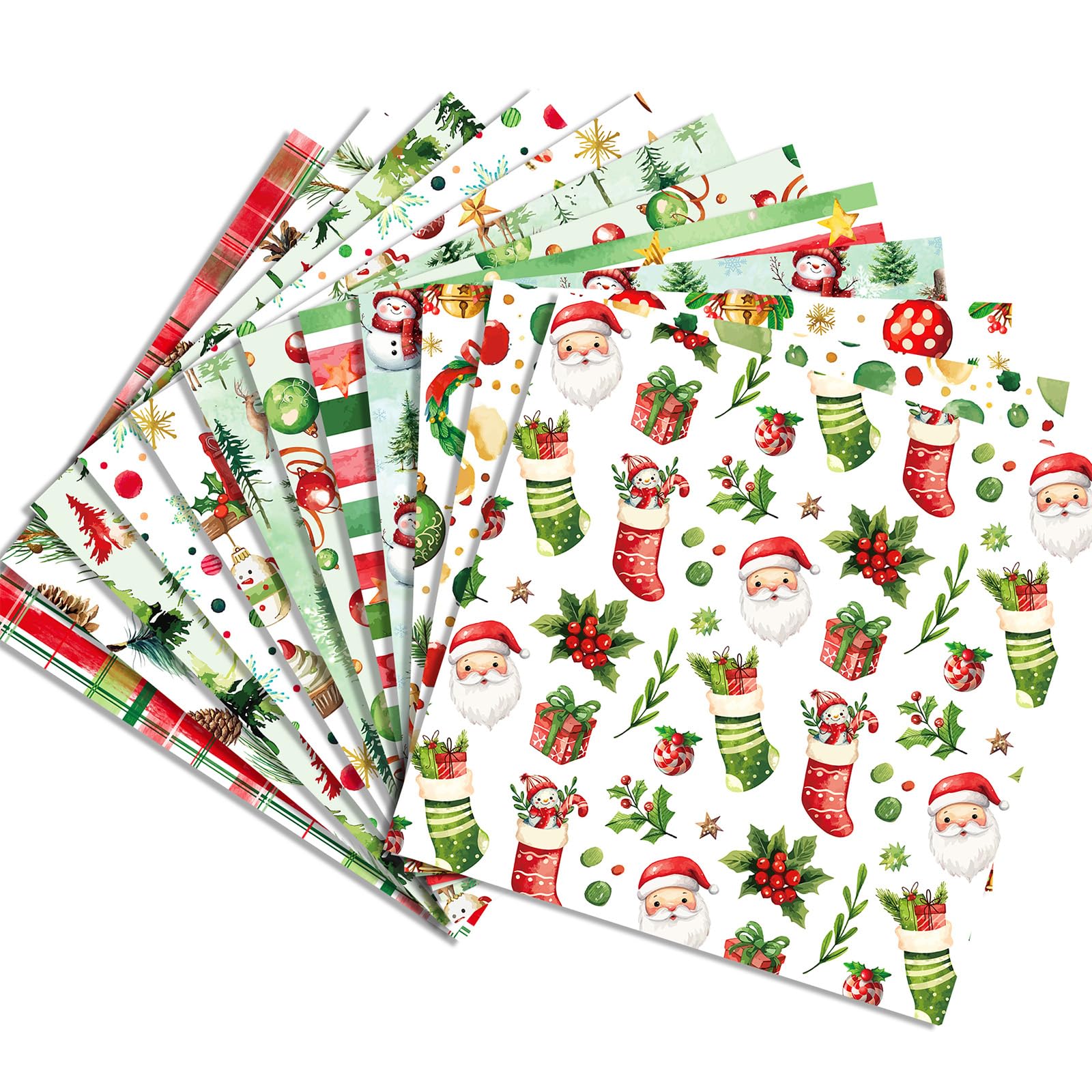 24 Sheets Christmas Red Green Scrapbook Paper 30x30cm for Scrapbooking, Christmas Cardstock, Card Making, Invitations, Envelopes, Origami, Journaling, Decorative Cards, Art Backgrounds Paper Pad