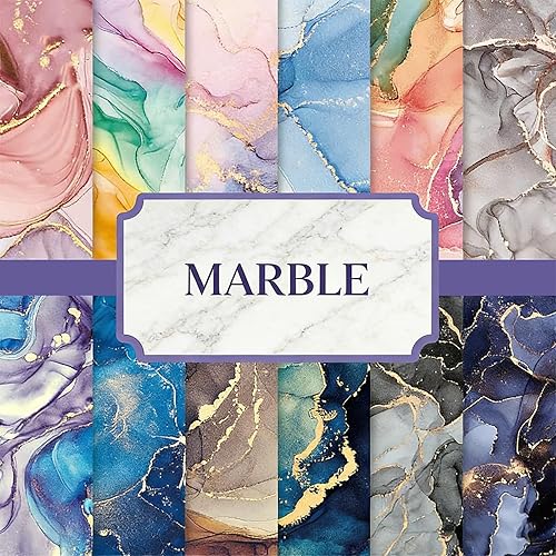 Scrapbook Paper 24 Sheets Marble Pattern, 6x6 Inch Decoupage Paper,