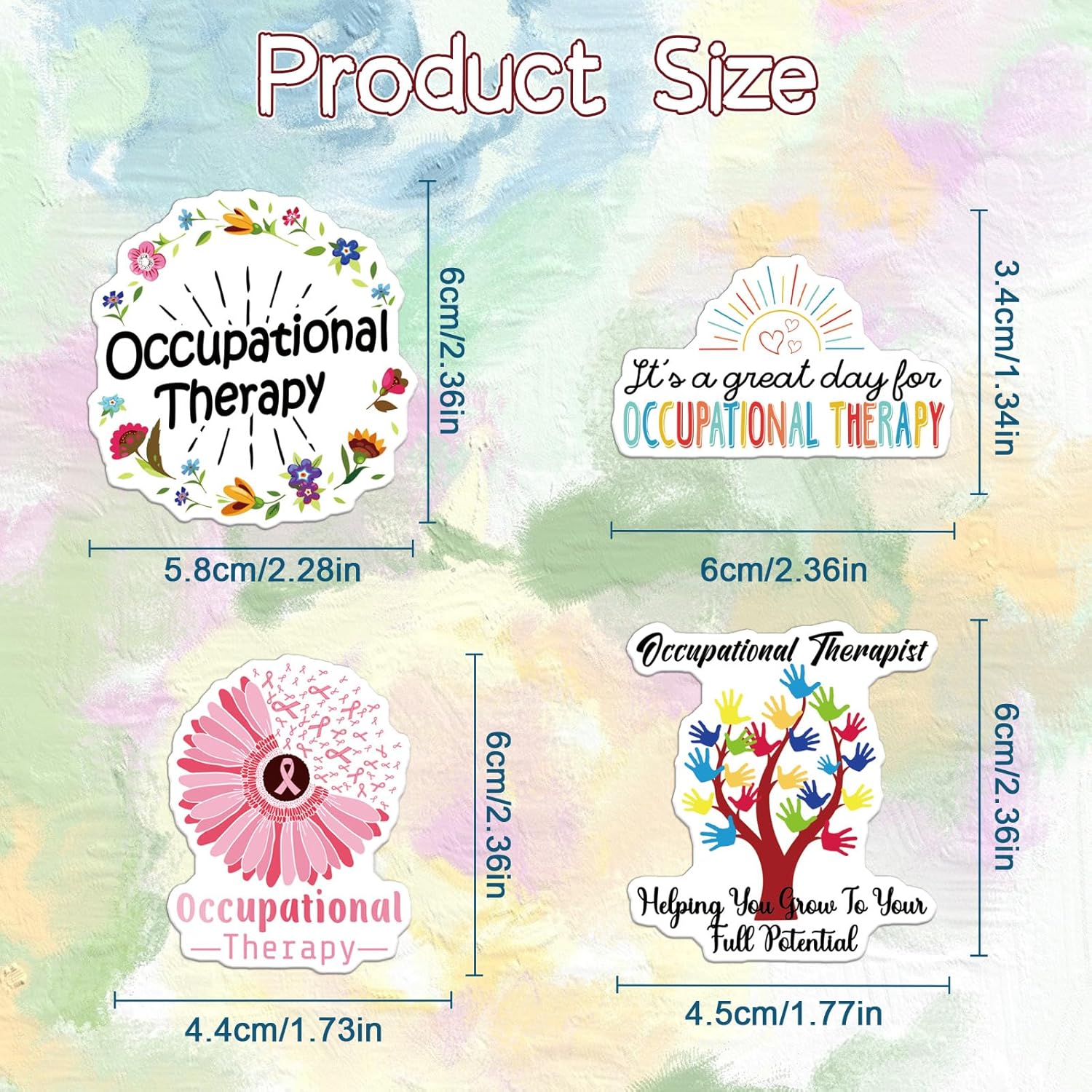 Occupational Therapy Stickers for Adults - 100 Pcs Occupational Therapist Water Bottle Stickers for Therapists Teens, OT Waterproof Scrapbook Sticker, Vinyl Decals for Laptop Journal, OT Gifts - Image 3