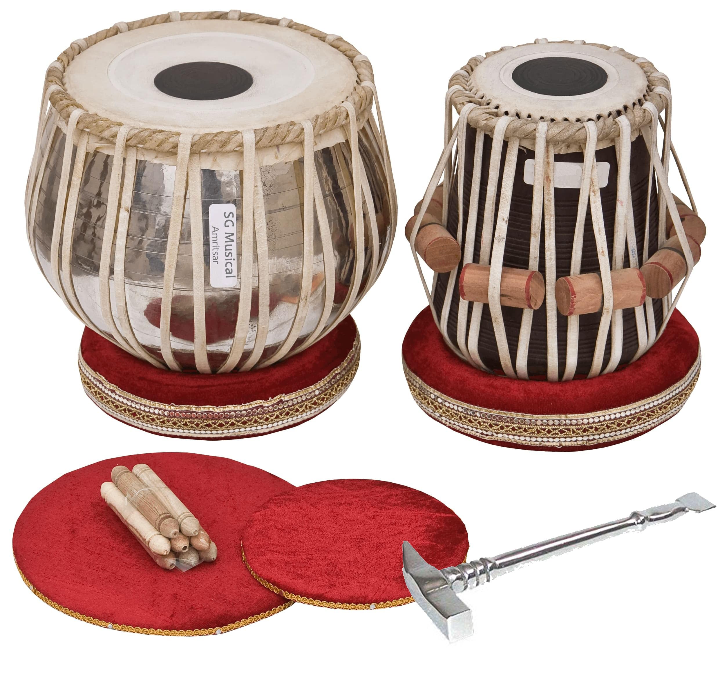 SG Musical Tabla Set with Wooden Tabla Drums, Bayan, Dayan, Tabla Cushion and Hammer-image-35