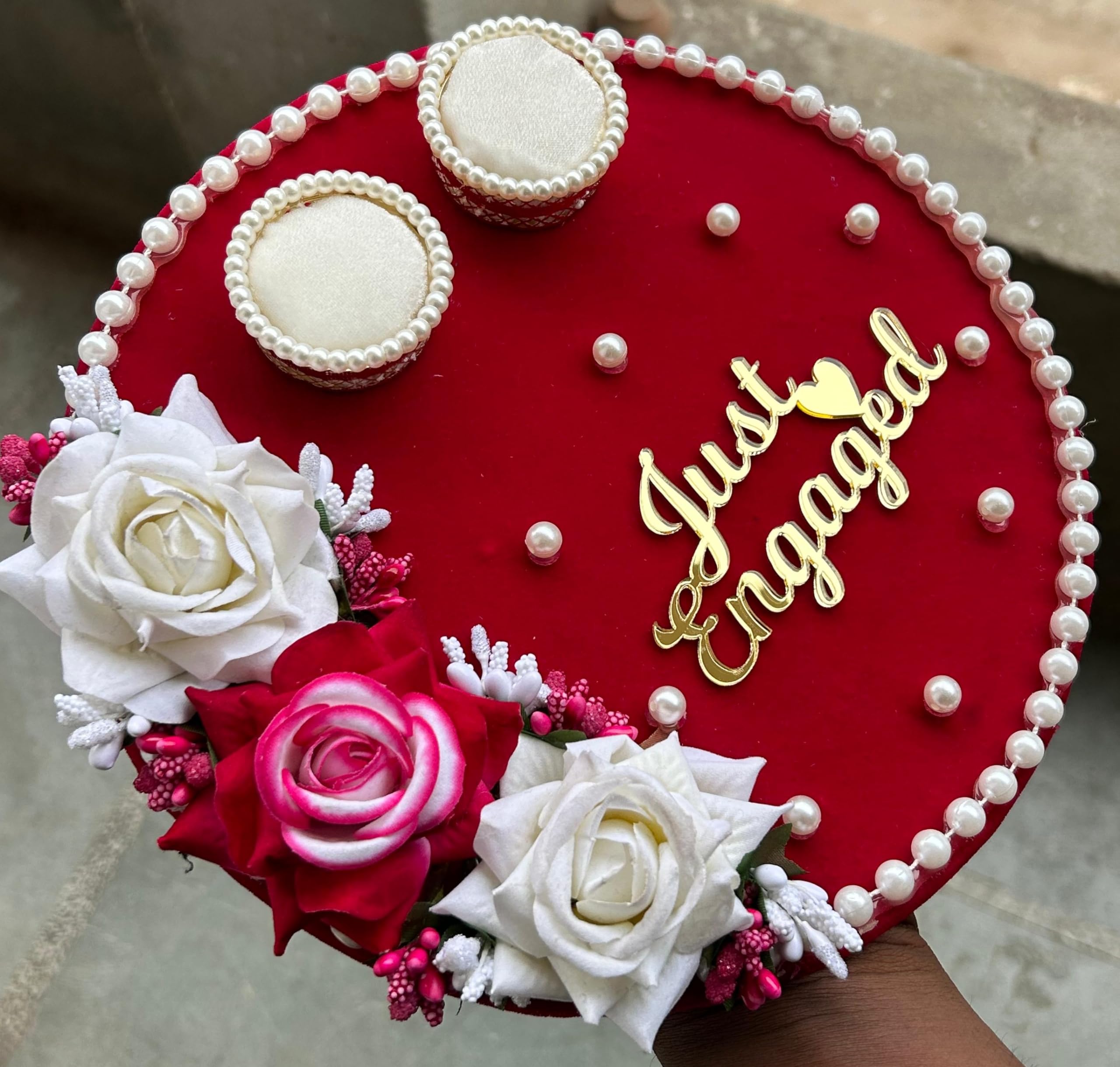 See full amazon price history chart for Mridang Engagement Wedding Ring Holder Platter Just Engaged Thali | Wedding Ring Platter | Marriage Décor | Engagement Ring Tray (Pink Rani,White) velvet Mridang Engagement Wedding Ring Holder Platter Just Engaged Thali | Wedding Ring Platter | Marriage Décor | Engagement Ring Tray (Pink Rani,White) velvet (B0D7C4NDMZ) Amazon Price History, Amazon Price Tracker