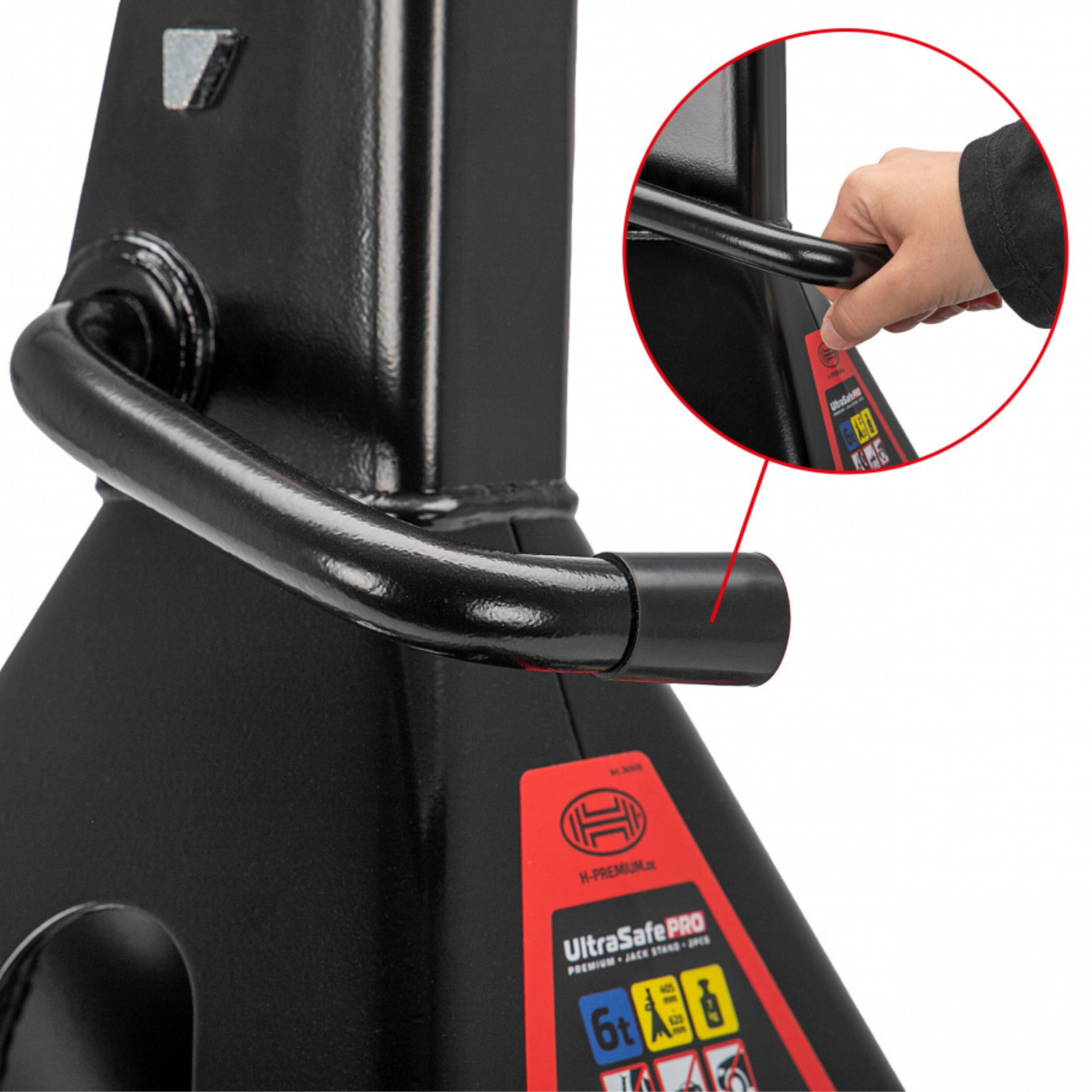 HEYNER Soporte de Gato Elevador Coche de Eje Resistente de 6 Toneladas, 6000 kg para Autocaravana, con Almohadillas de Goma Extra Estables, par H347470+RL