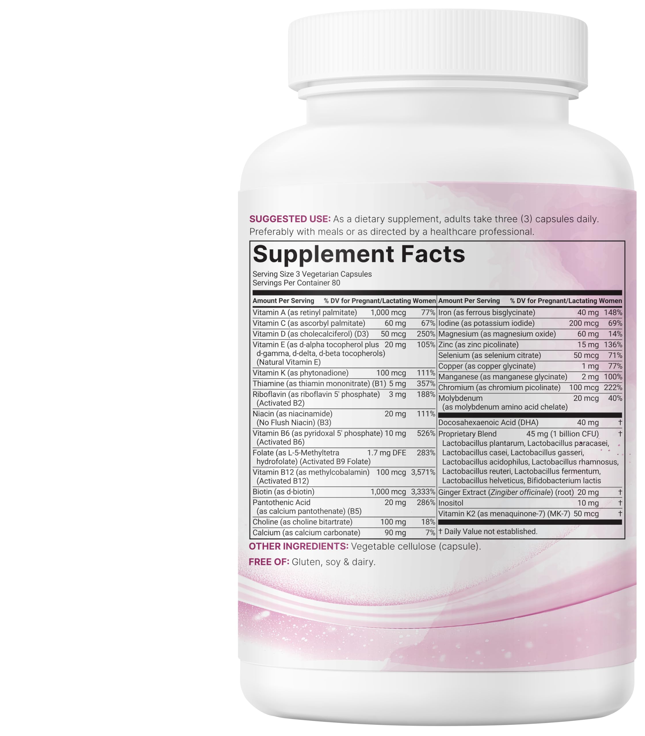 Micro Ingredients Pure Prenatal Vitamins for Women, 240 Veggie Capsules — Amazon image 6