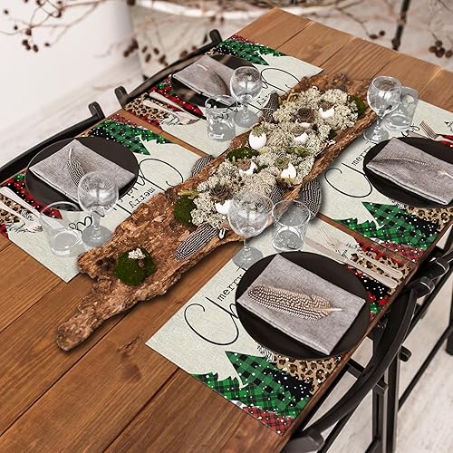 Vista 626 de Juego de 6 manteles individuales rojos para el día de San Valentín, diseño de corazón de San Valentín, resistentes al calor, lavables, manteles