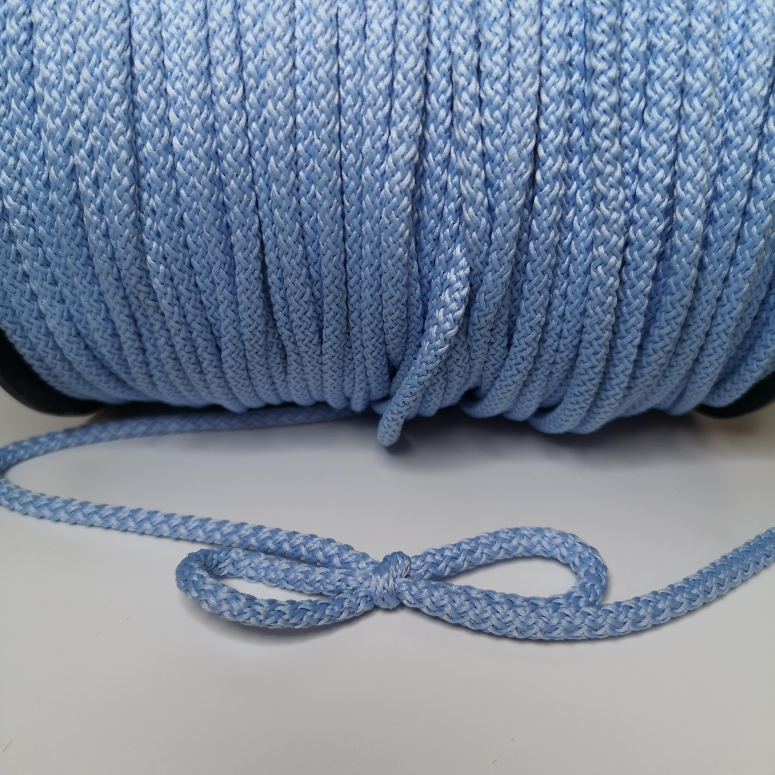 5mm Cord, Braided Drawstring, Strong Rope for Crafts, Lacing and DIY, String, Multiple Colours, Polypropylene (Sky blue, 20 meters / 65 ft)
