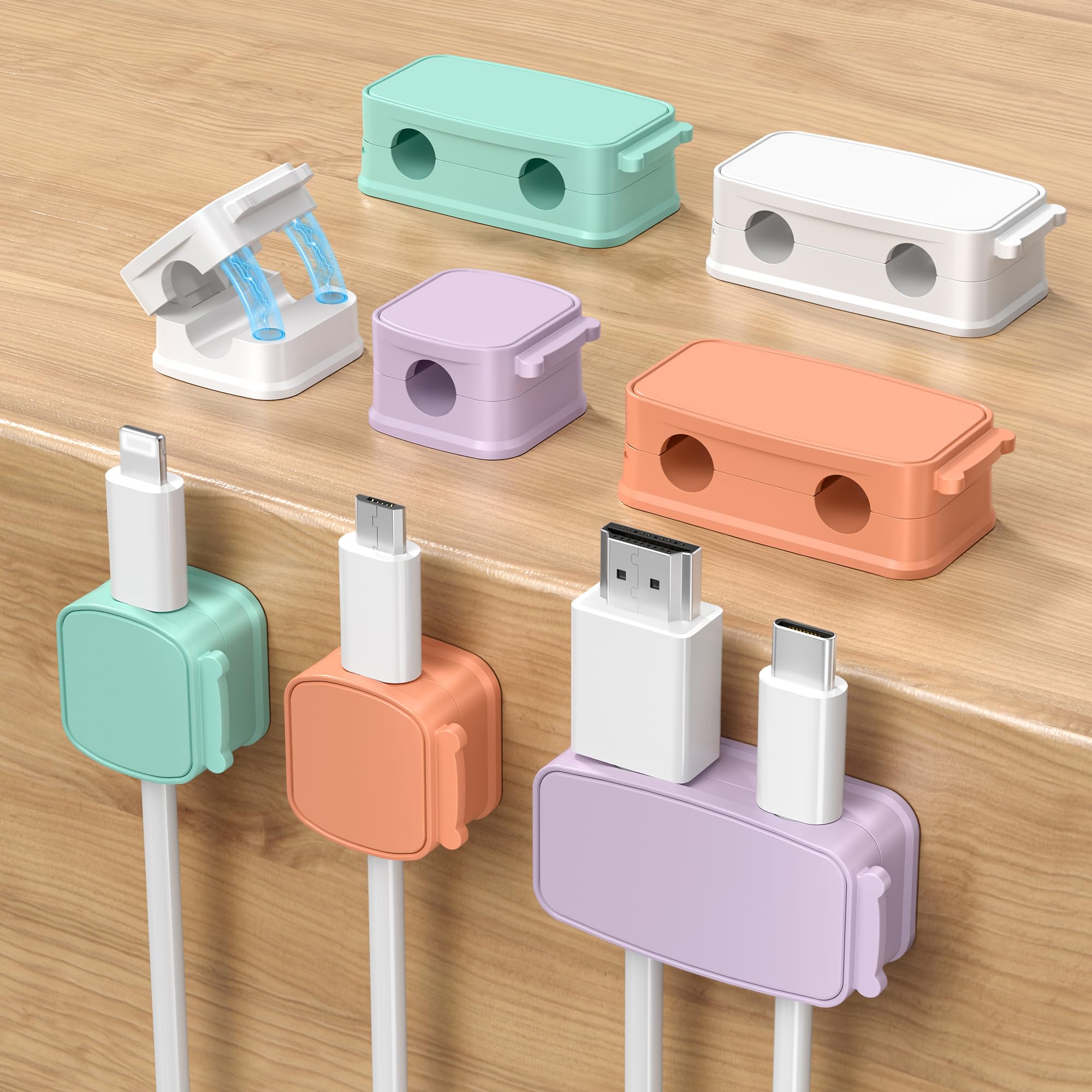 BASESAILOR 8Pack Magnetic Cable Tidy Clips,Cord Organizer Management Holder