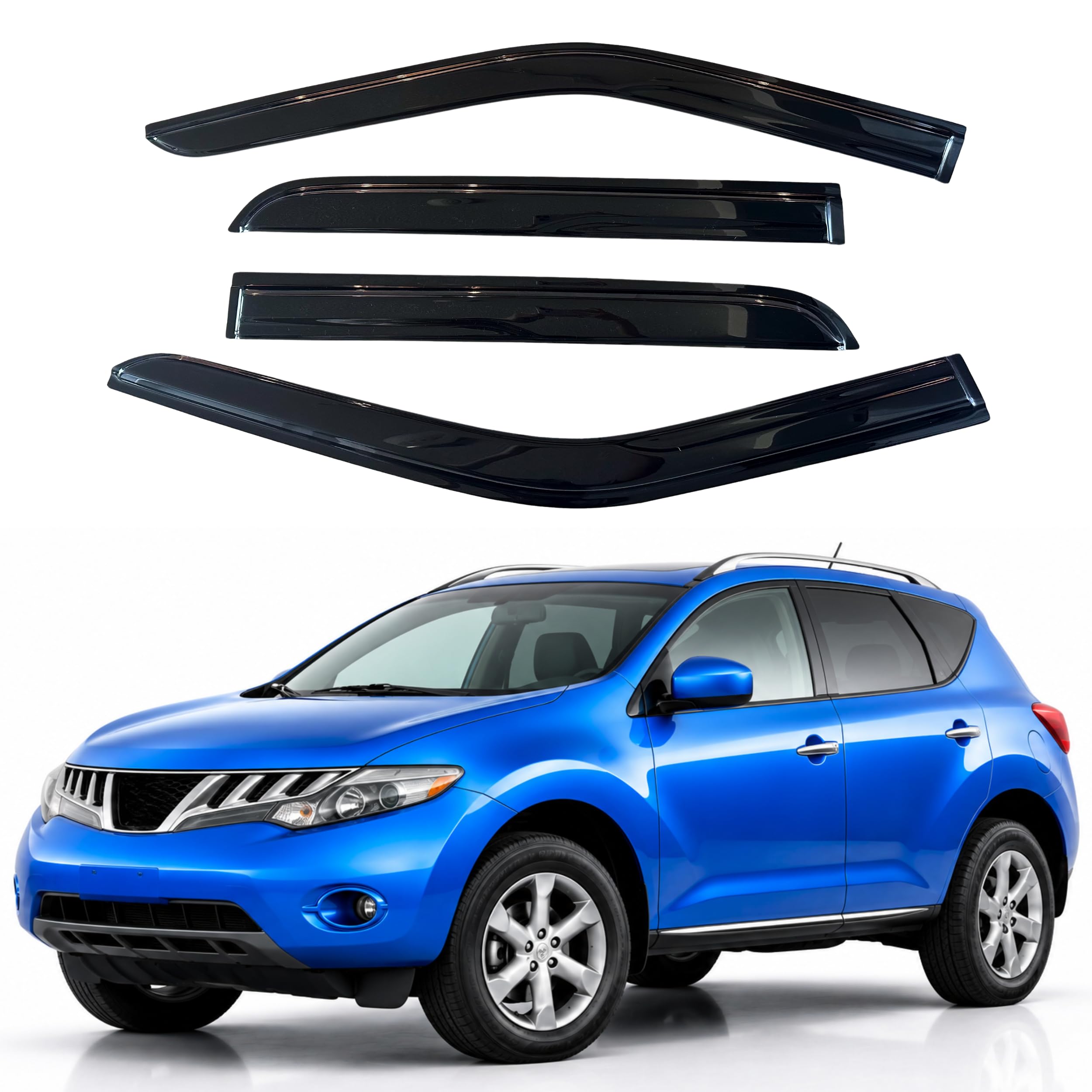IG Window Visors Fit for 2009-2014 Nissan Murano, Out-Channel Rain Guards Vent Wind Deflectors 4PC, Car Accessories for 09-14 Murano