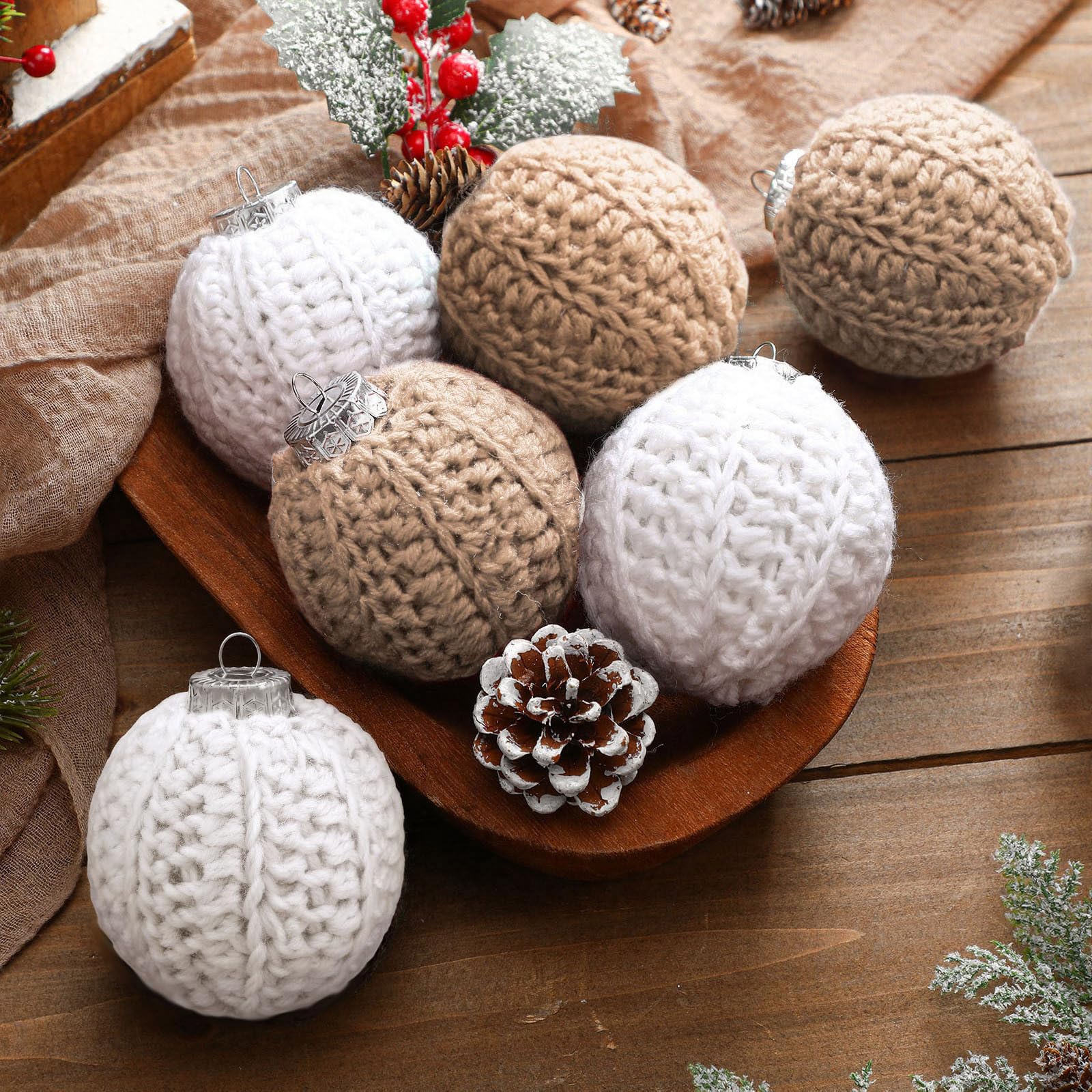 Amazon.com: Vercraft 6 Pcs 2.75 Inch Crochet Christmas Ornaments