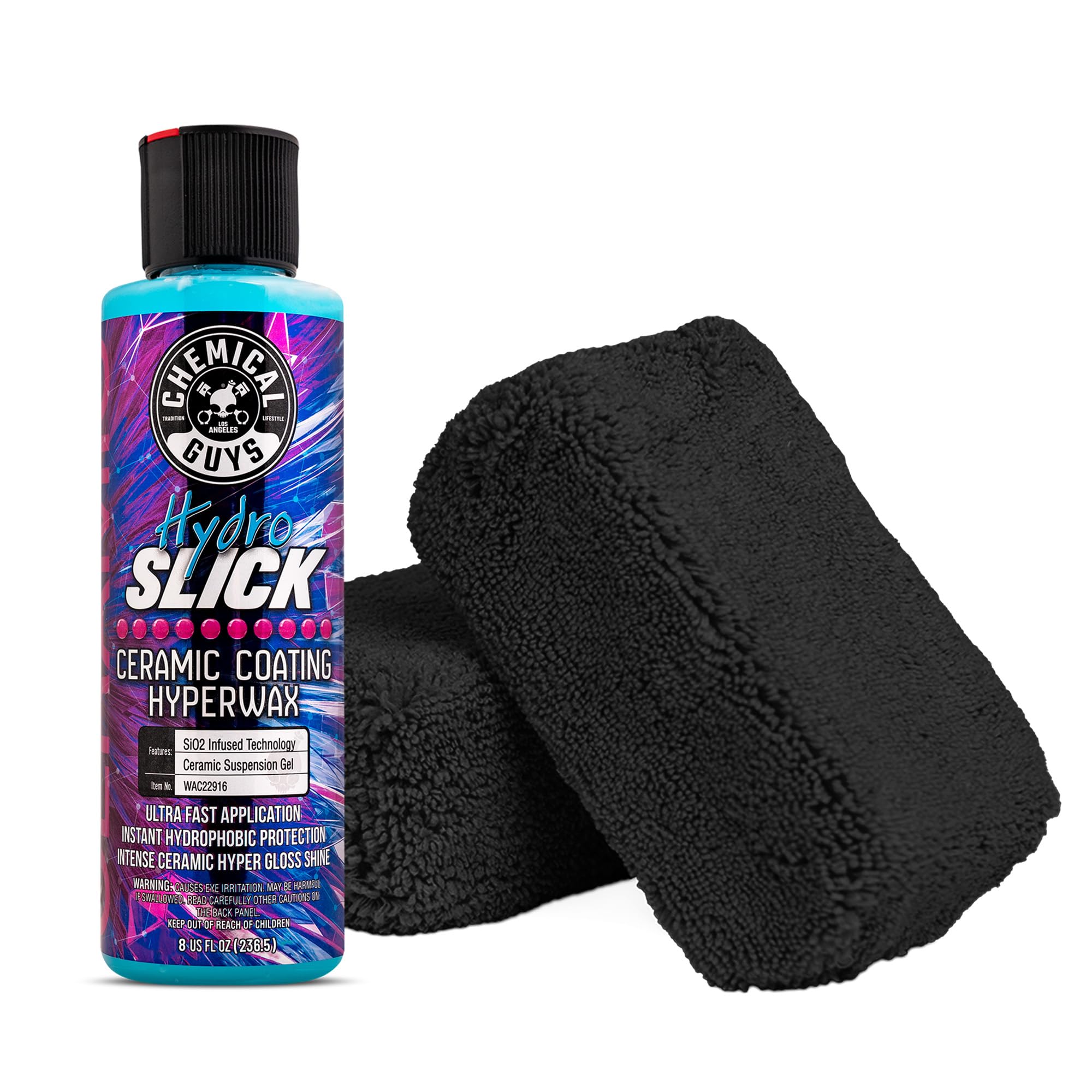 Chemical GuysHydroSlick 8oz with 2 Applicators - Long Lasting Ceramic Coating Sealant for Cars, Trucks & More - Provides Extreme Gloss and Protection - WAC241