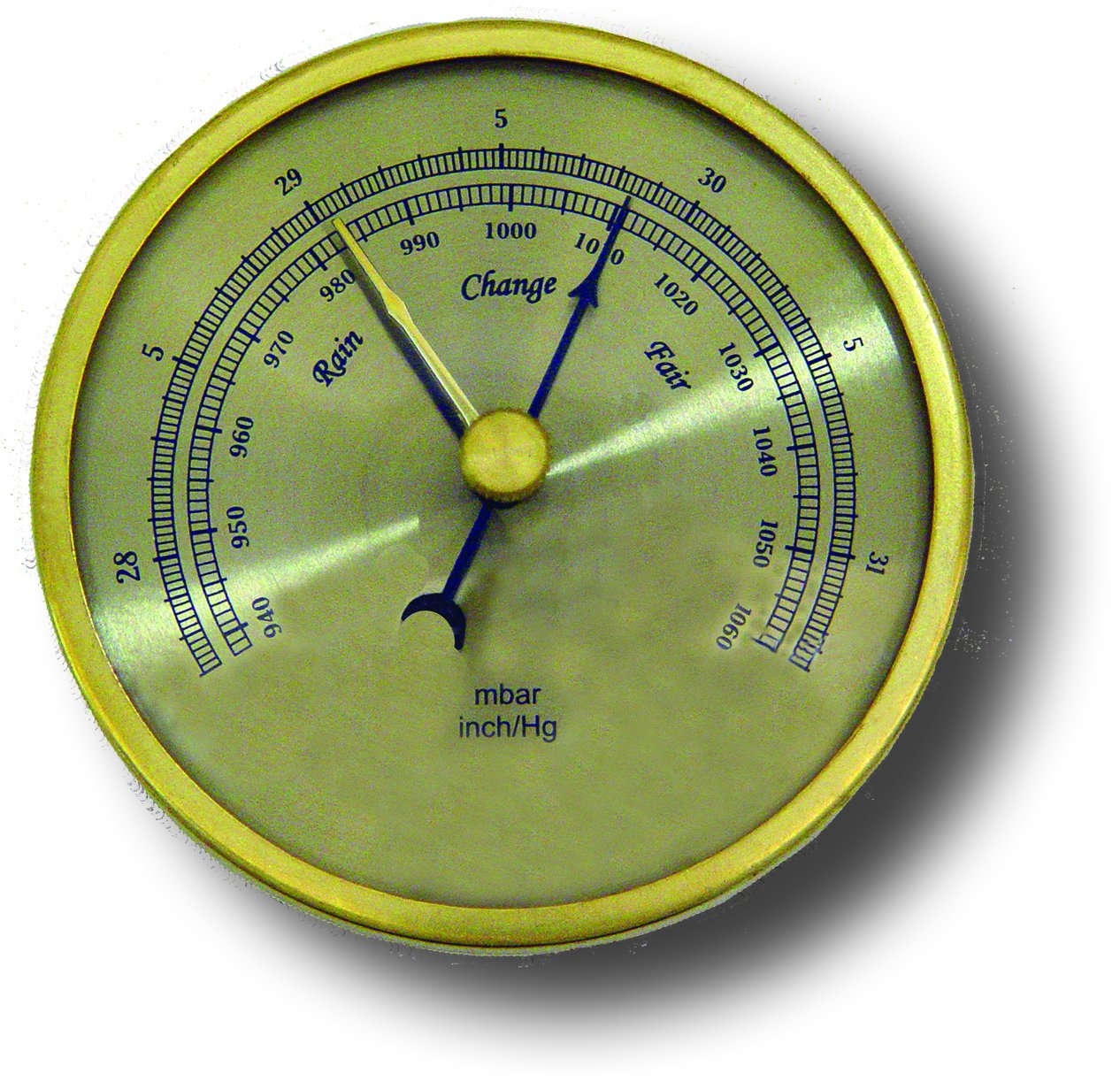 Maritime Outdoor BAROMETER, Wood & Brass Atmospheric Pressure