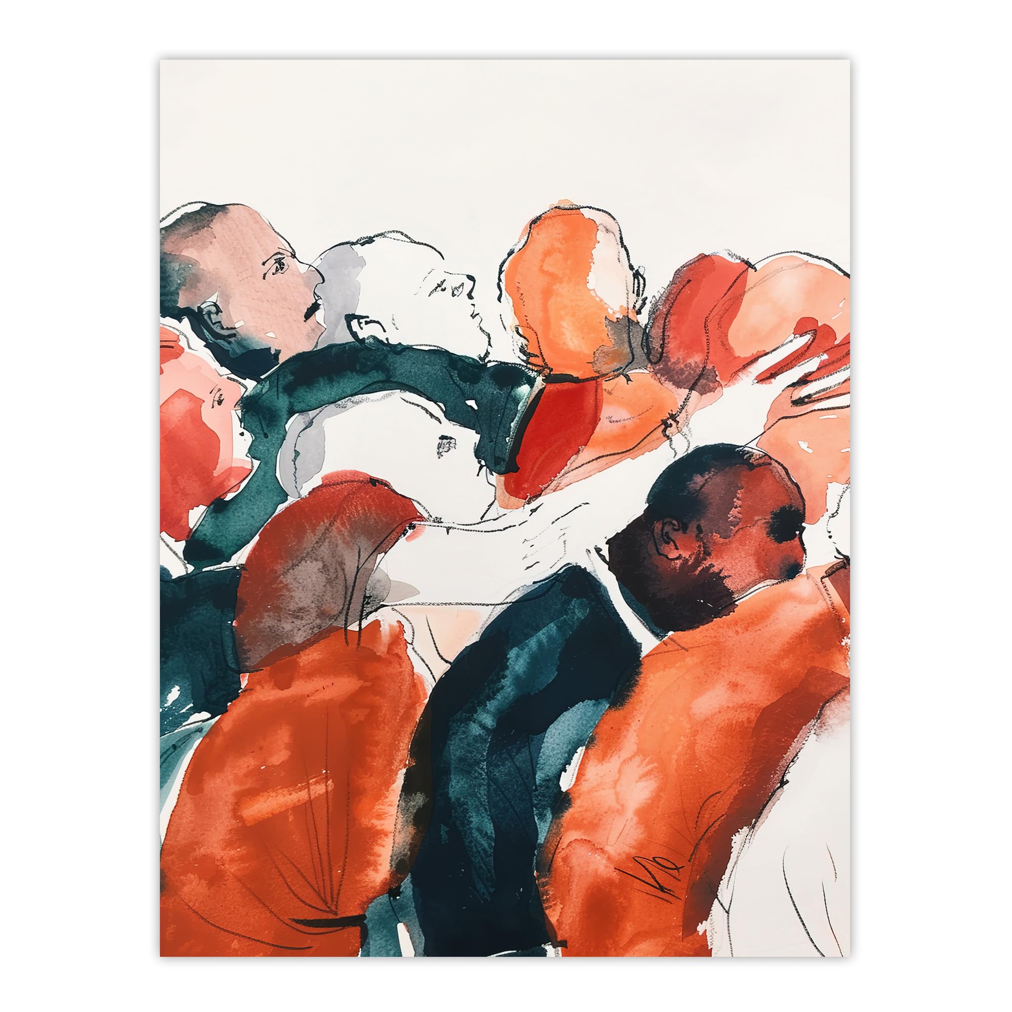 Artery8 Sport Rugby Football Scrum Close Up Watercolour Man Cave Large Wall Art Poster Print Thick Paper 18X24 Inch