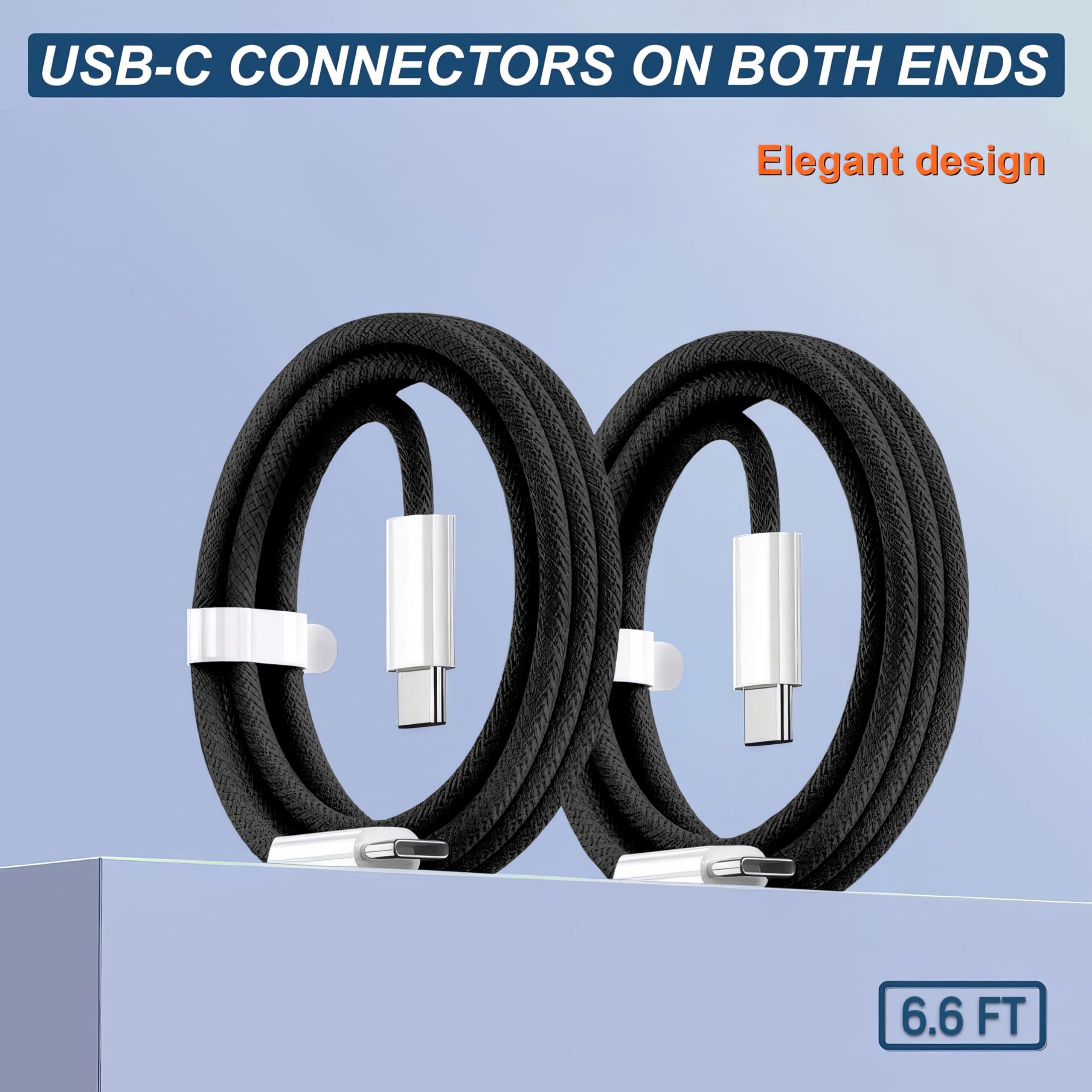 Confezione da 2 cavi di ricarica rapida da USB C a USB C, cavo intrecciato di tipo C per iPhone 15/16/Pro/Max, iPad Pro/Air/Mini, MacBook, Galaxy S24/S23/S22, Pixel 7/6-60 W, cavo di ricarica durevole